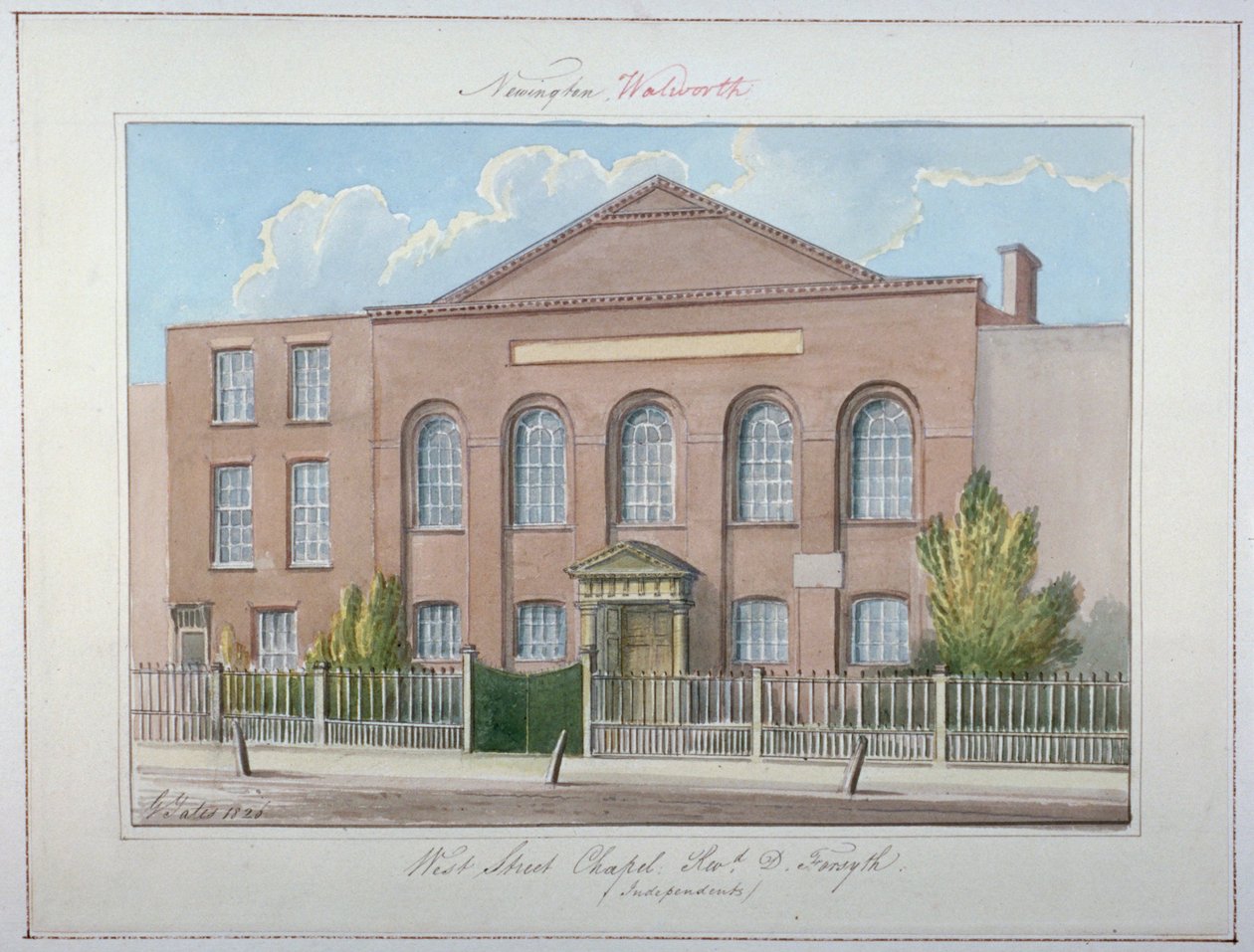 West Street Bağımsız Şapeli, Southwark, Londra, 1826 by G Yates