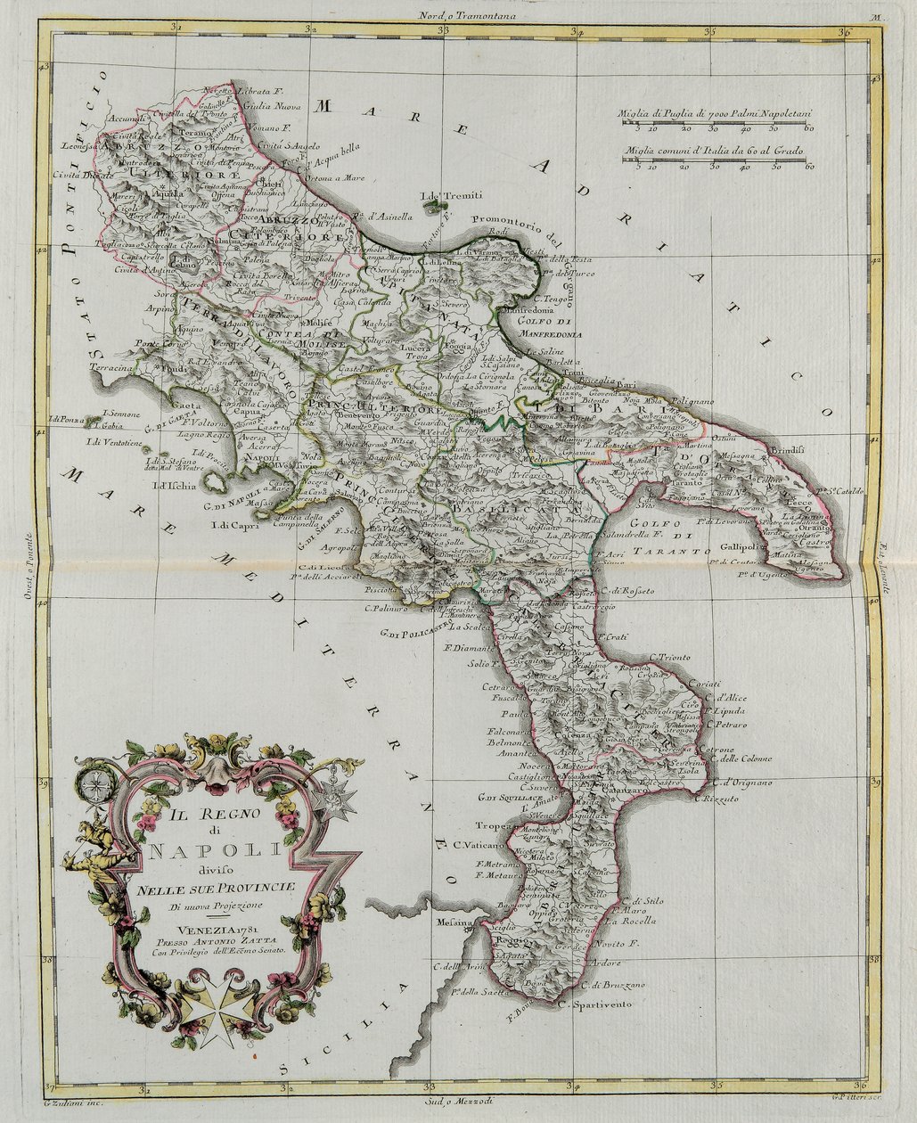 Napoli Krallığı illere ayrılmıştır, G. Zuliani