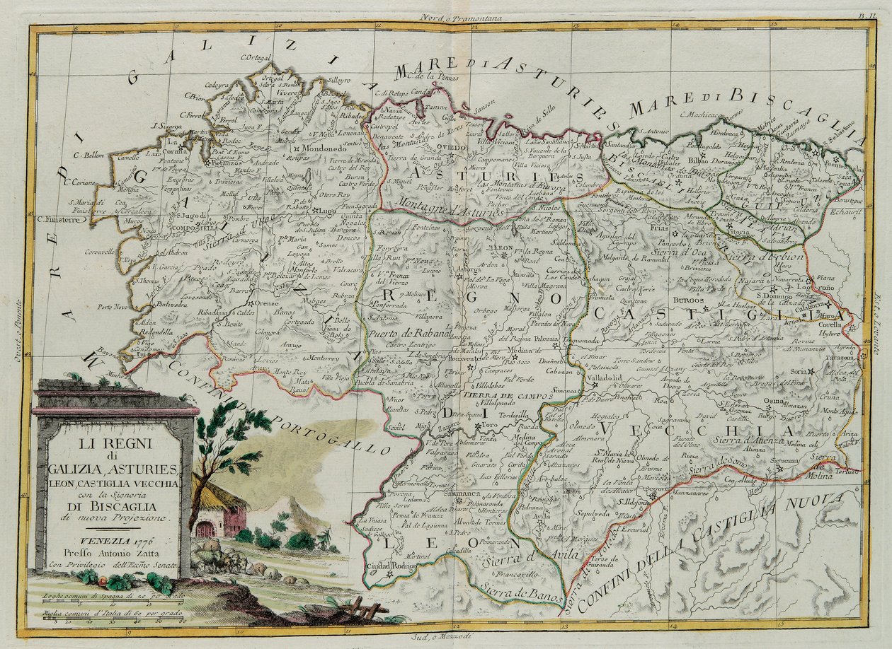 Galiçya Krallıkları, Asturies, Leon, Castilla Vieja Biscallia Konseyi ile, G. Zuliani tarafından Venedik