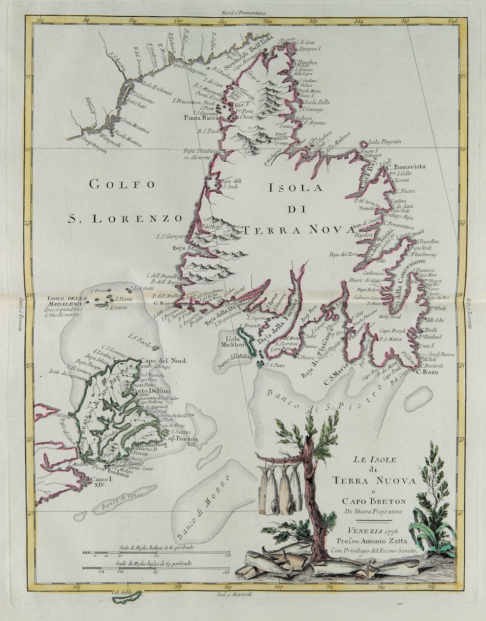 Newfoundland ve Cape Breton adaları, G. Zuliani tarafından Venedik