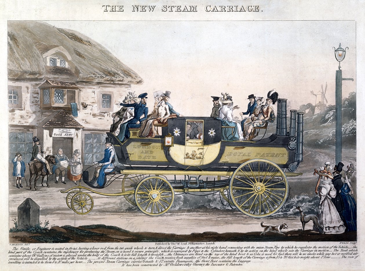 Henry Pyall (1795-1833) 1827 (renkli aquatint) tarafından kazınmış Yeni Buhar Arabası by G. after Morton