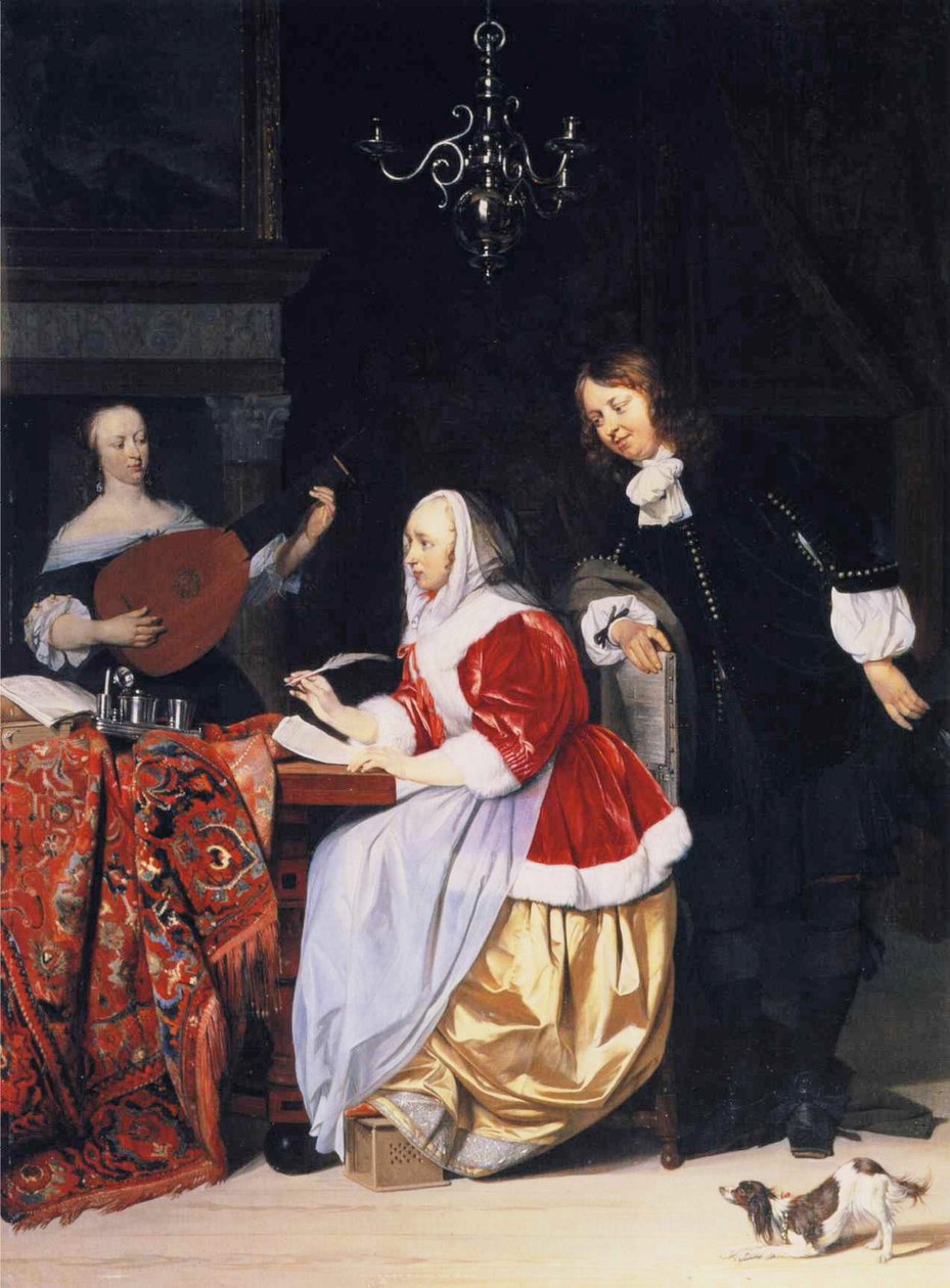 Müzik besteleyen genç bir kadın by Gabriel Metsu