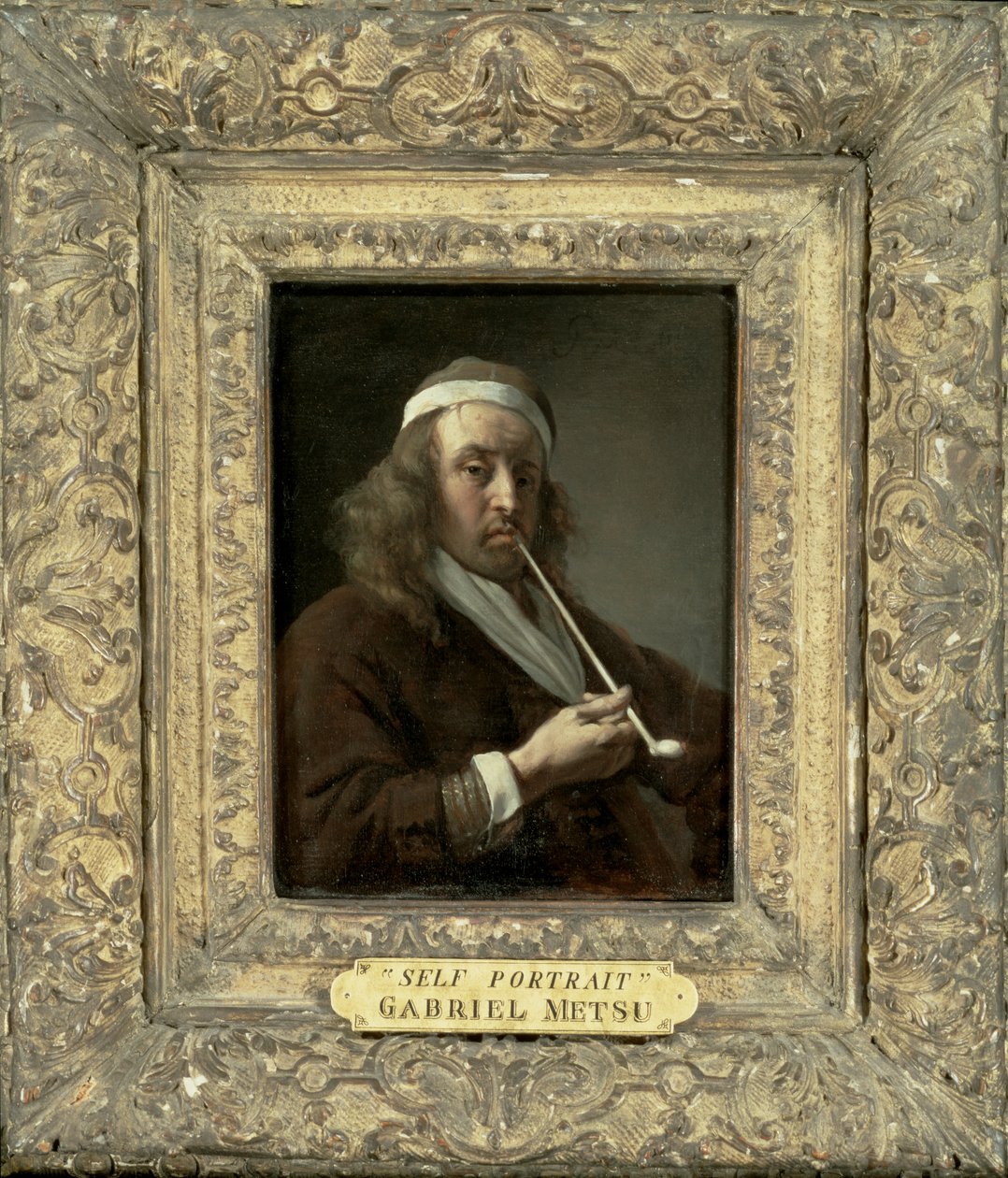 Sanatçı olduğu söylenen bir adamın portresi (panel) by Gabriel Metsu