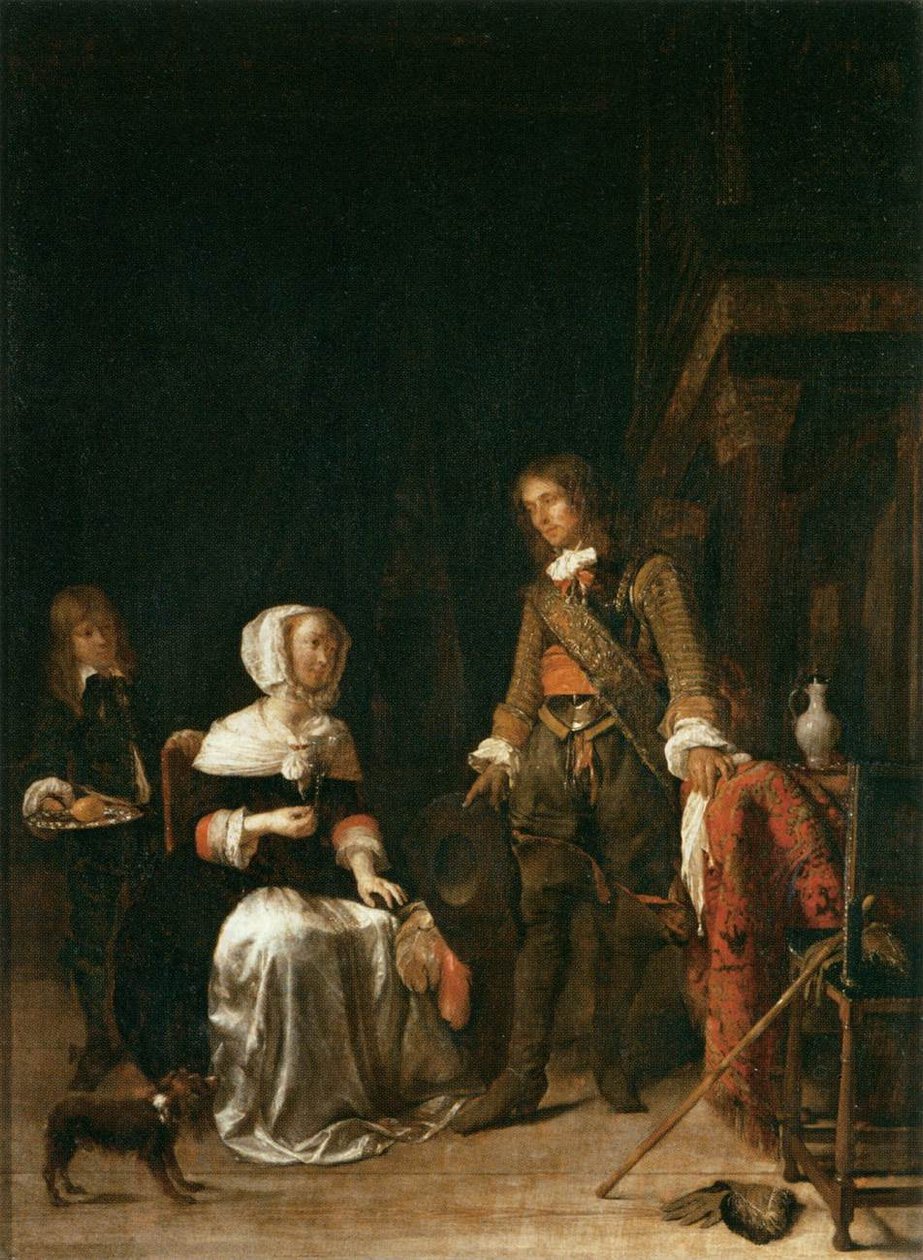 Genç Bir Hanımı Ziyaret Eden Asker by Gabriel Metsu