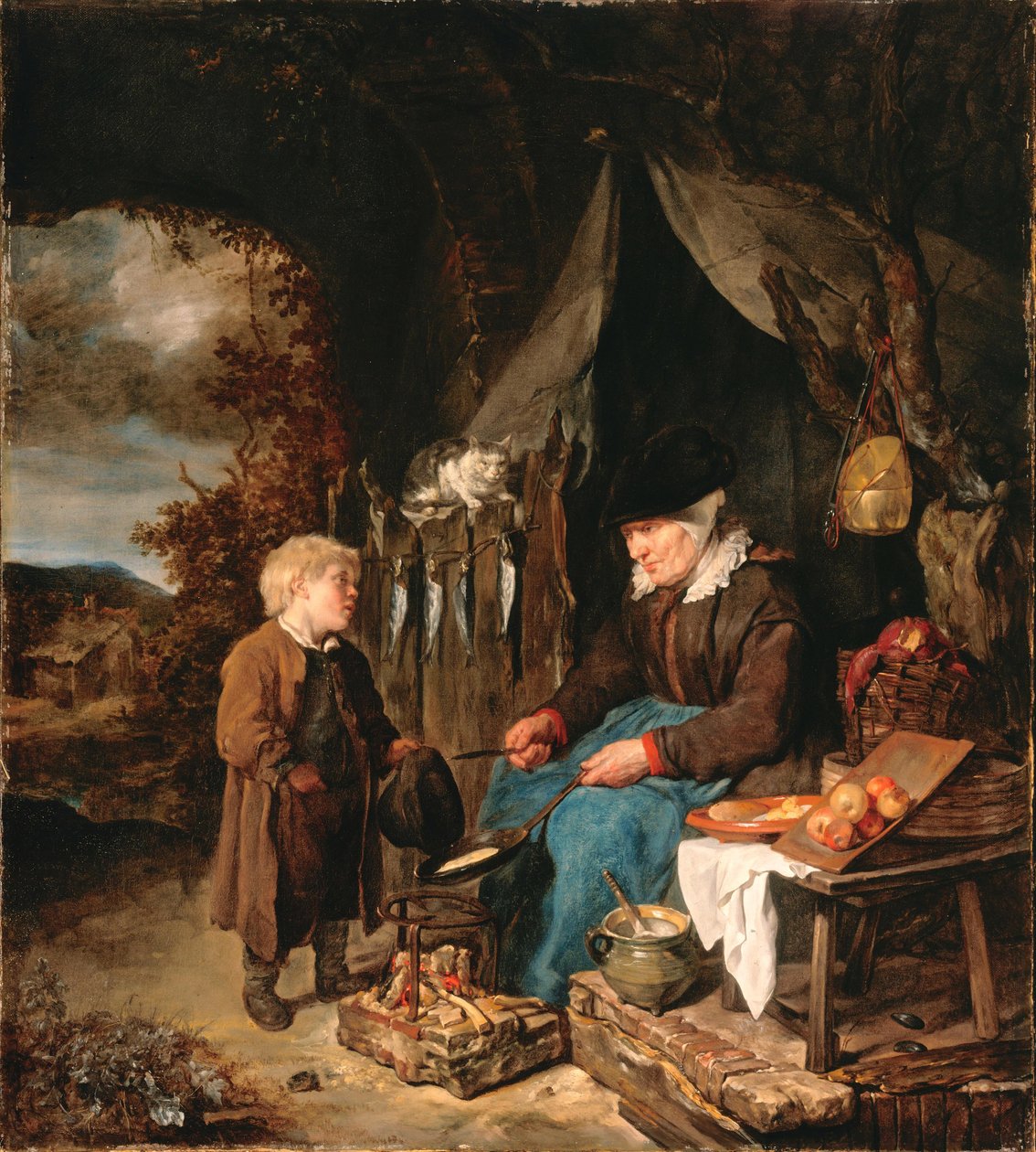Bir çocukla gözleme fırıncısı by Gabriel Metsu