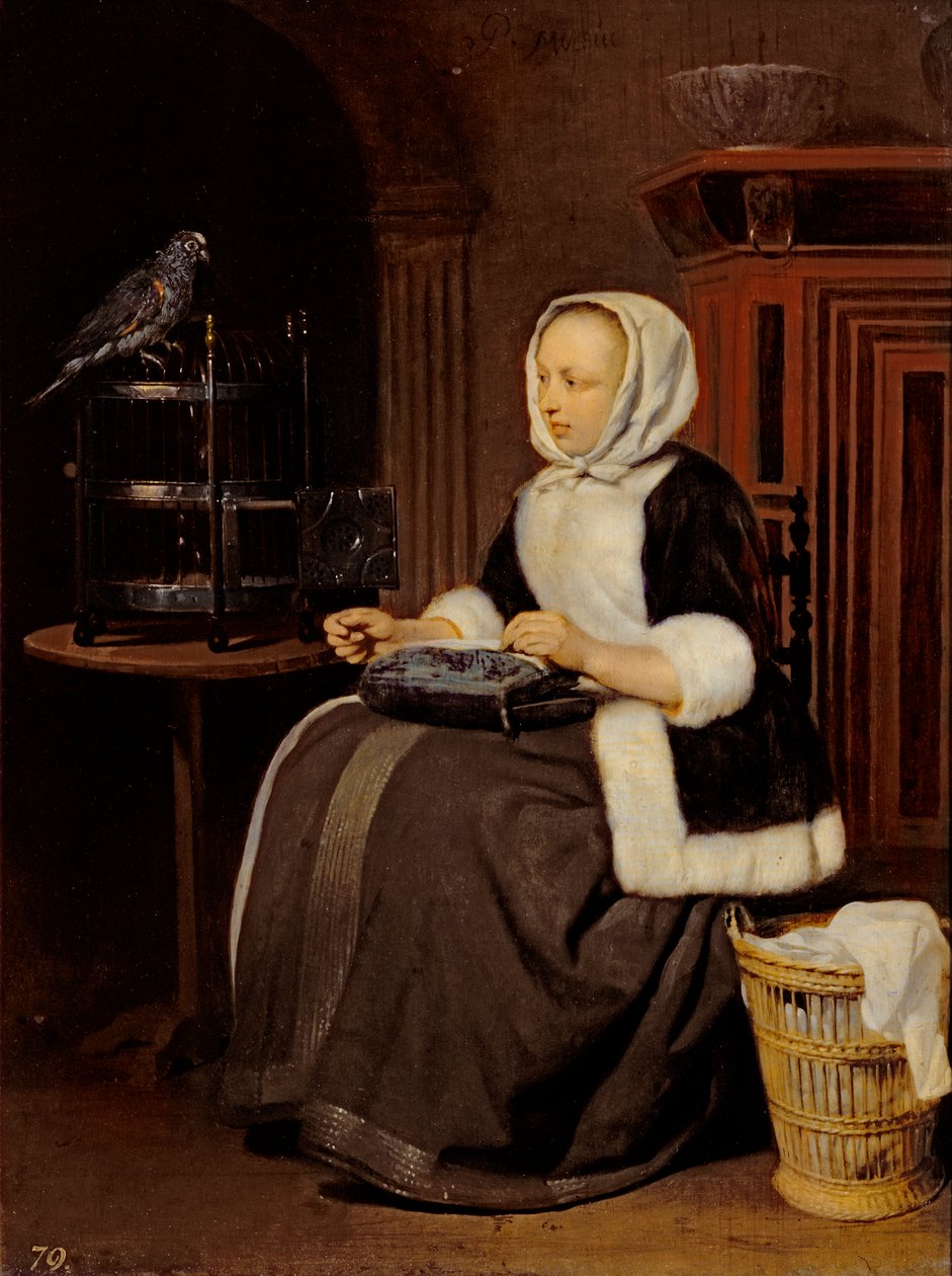 genç kız iş başında by Gabriel Metsu