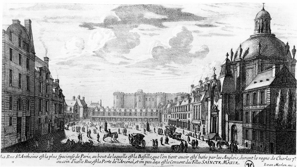 Rue St. Antoine, Bastille ve Visitandines Manastırı, Paris, c.1660-70 by Gabriel Perelle
