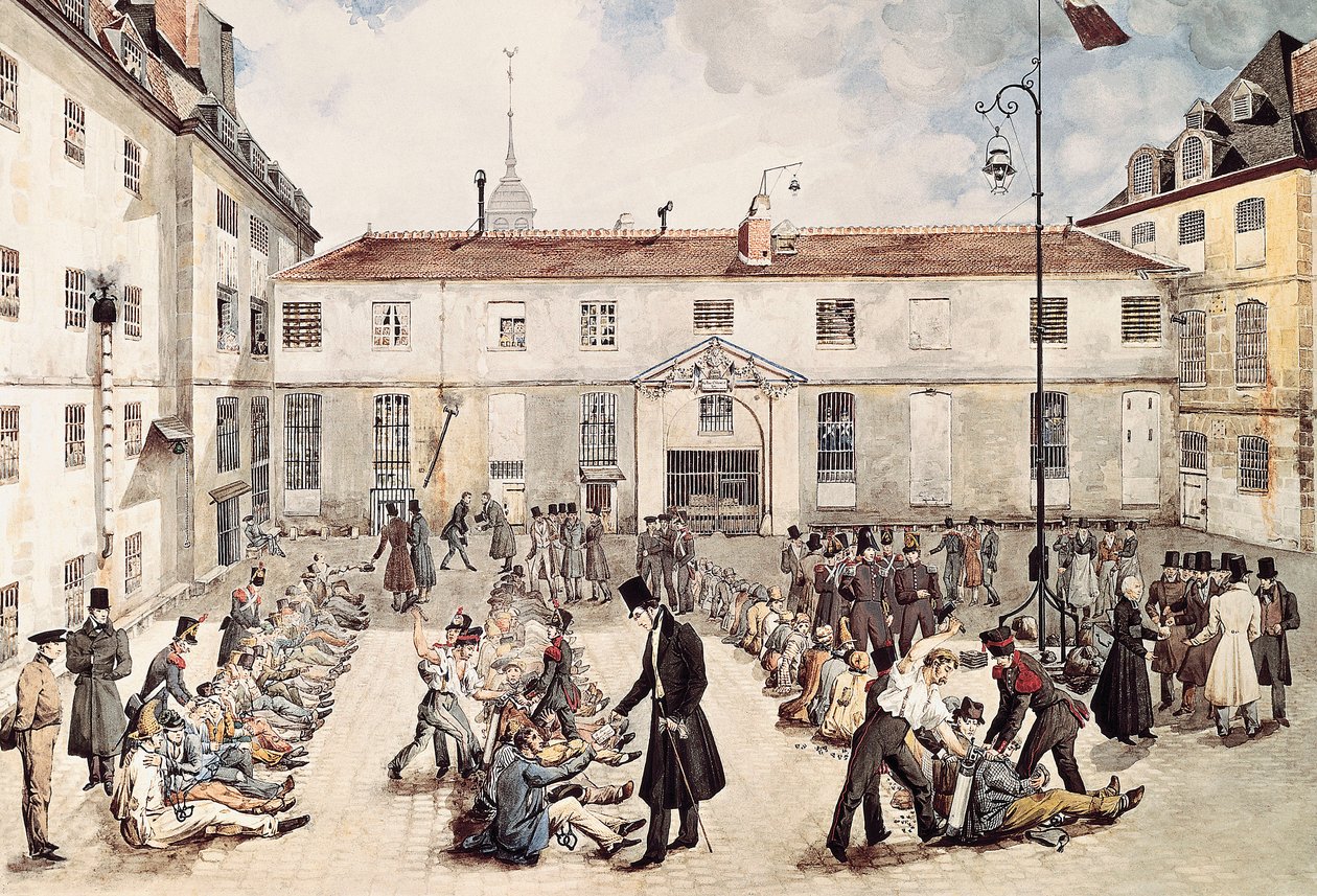 ""Bicetre Hapishanesinin Mahkûmları Avluya Zincirlenmiş"" Gabriel Cloquemin Suluboya (18. Yüzyıl Başlangıcı 19. Yüzyıl) Paris Musée Carnavalet by Gabriel Cloquemin