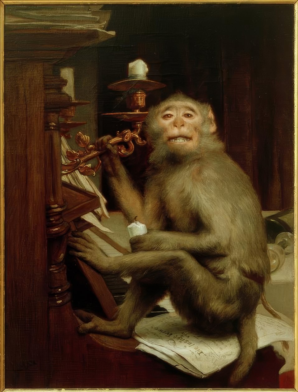 piyano başındaki maymun by Gabriel Cornelius Ritter von Max