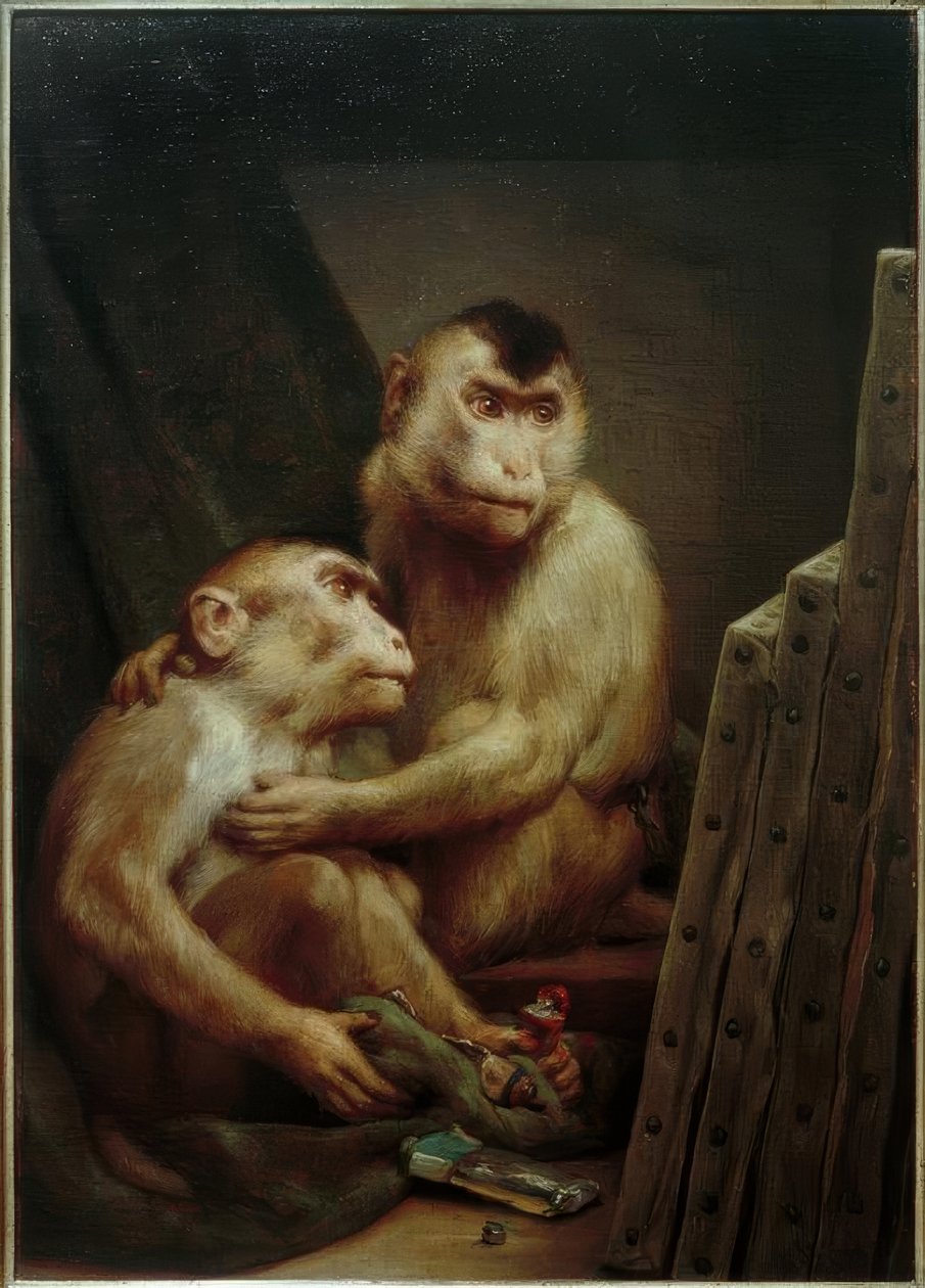 Maymunlar resimlere bakar by Gabriel Cornelius Ritter von Max