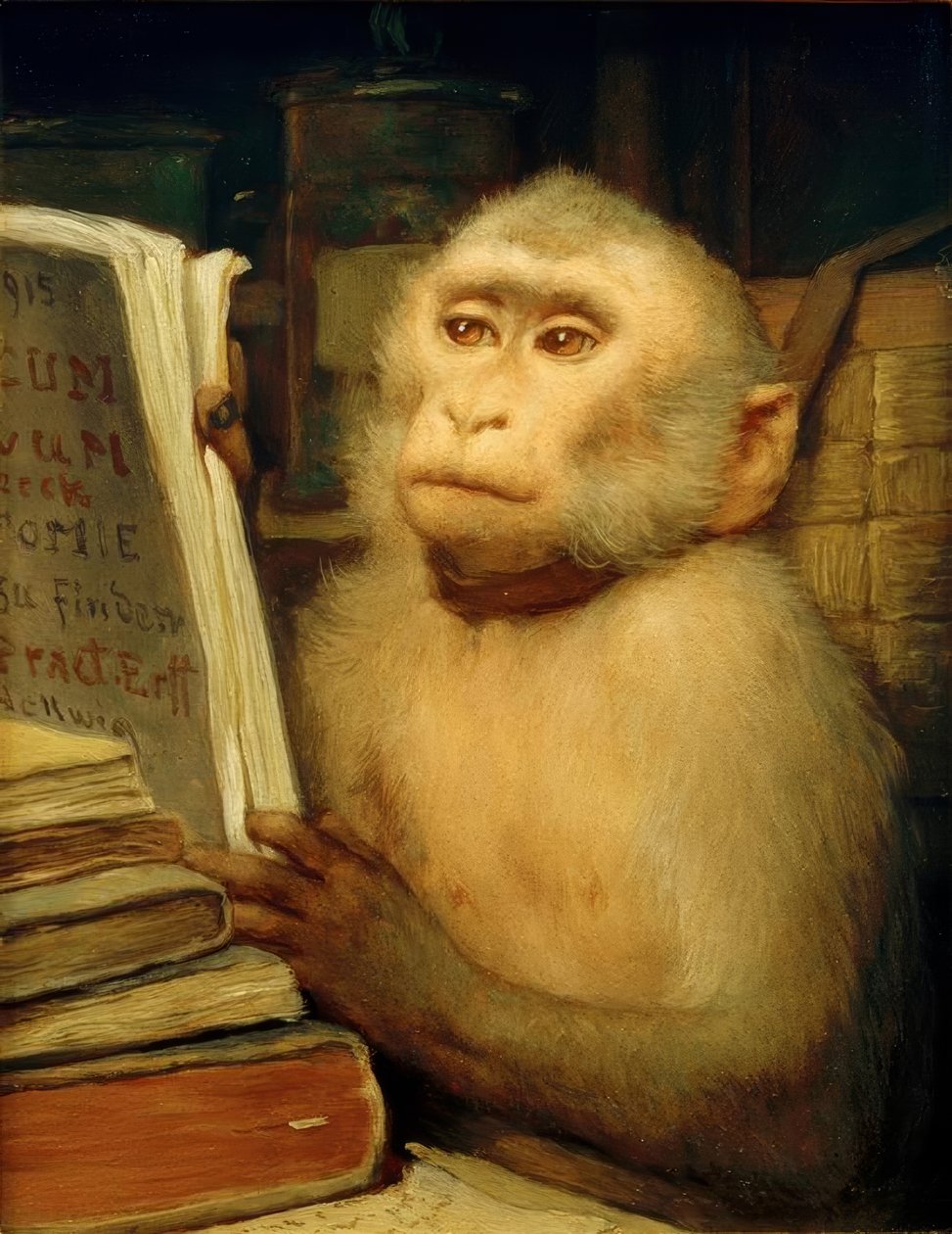 G.v. Max, okuma maymunu by Gabriel Cornelius Ritter von Max