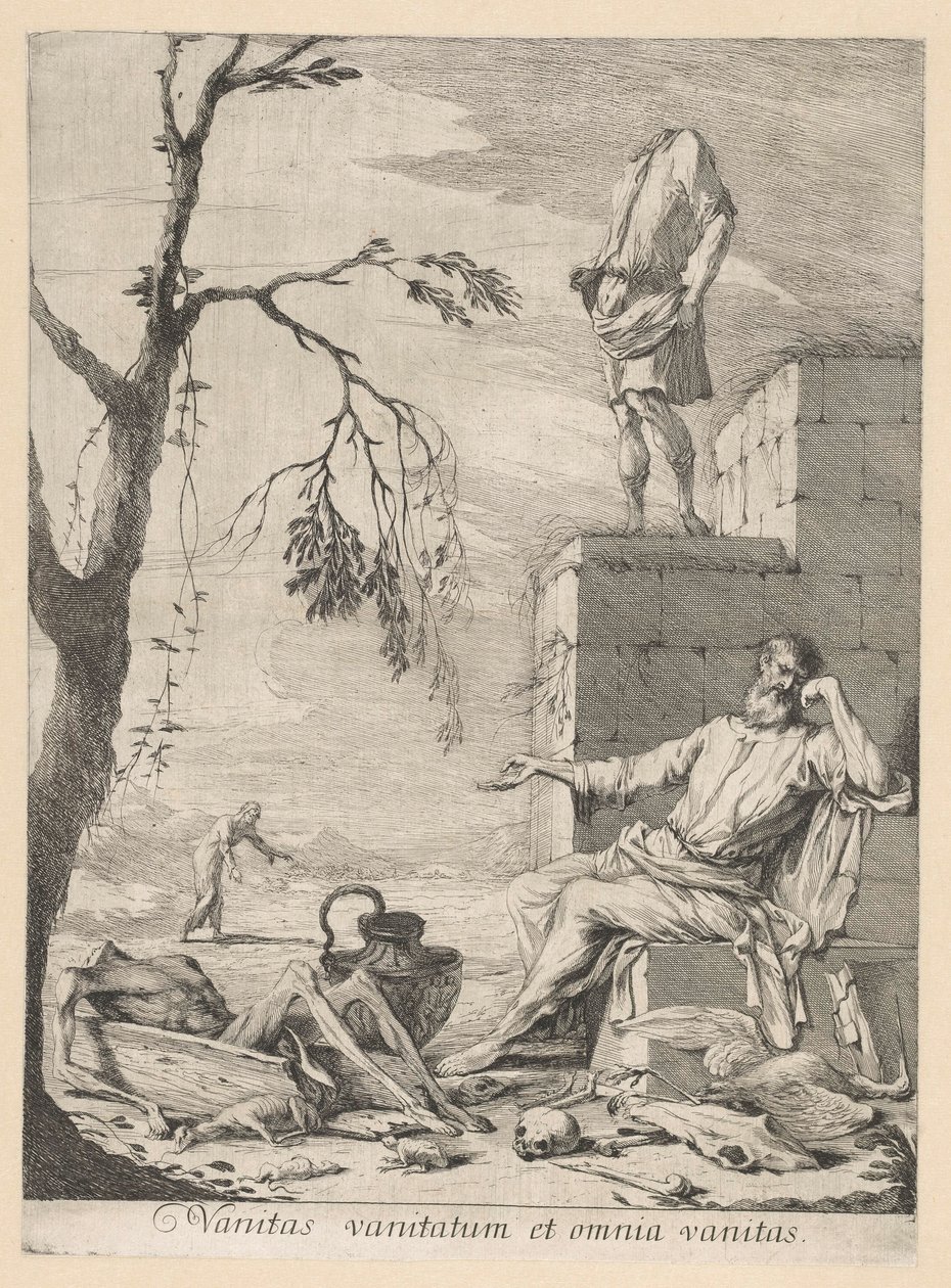 Vanitas sembolizmi ile çevrili kederli filozof by Gabriel Ehinger
