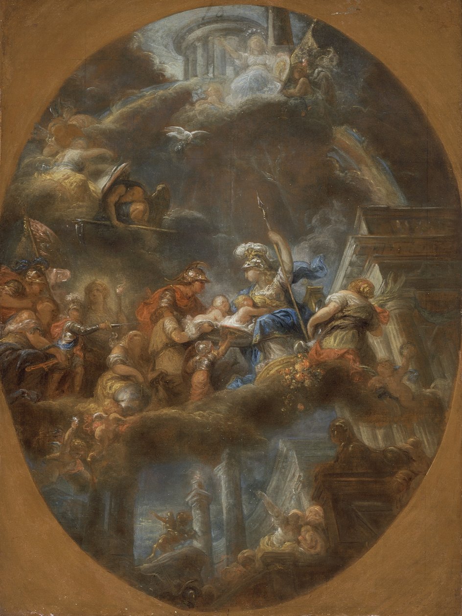 Asalet Rus İmparatorluk Çocuklarını Minerva'ya Sunuyor, c.1795 (tuval üzerine yağlı boya) by Gabriel Francois Doyen