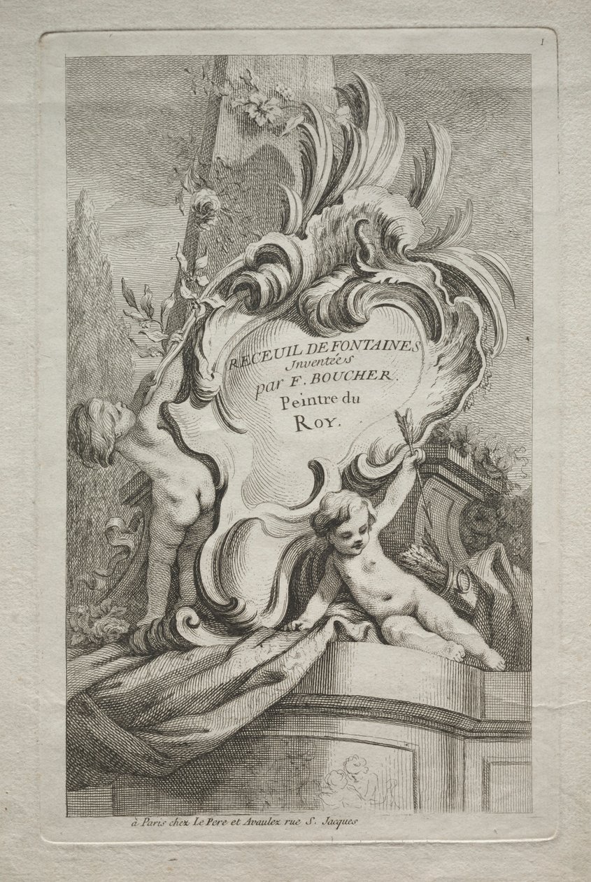 Çeşmeler Kitabı: No. 1, Başlık Sayfası, c. 1736. by Gabriel Huquier