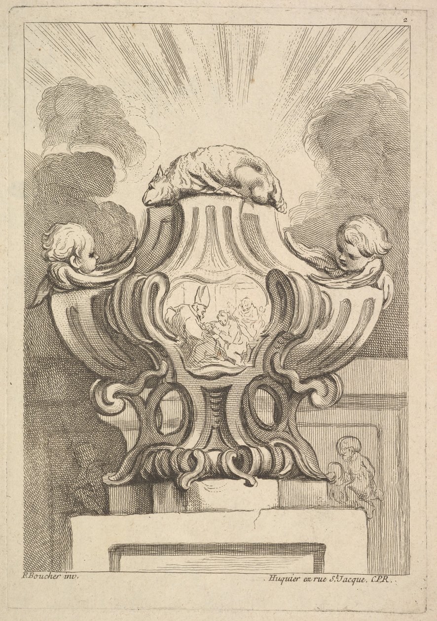 Bir Urn için Tasarım, 1725-72. by Gabriel Huquier