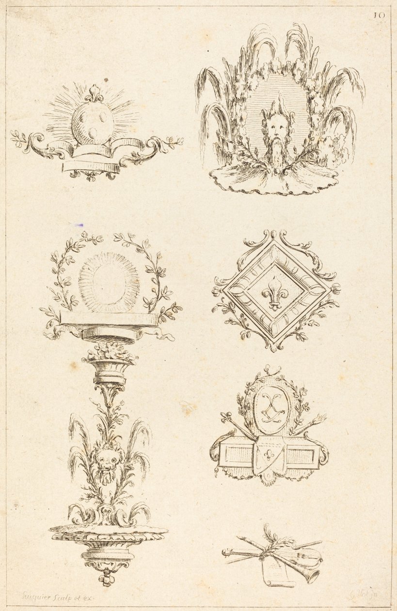 Kuyruk Parçaları için Tasarımlar: pl. 10 by Gabriel Huquier after Claude Gillot
