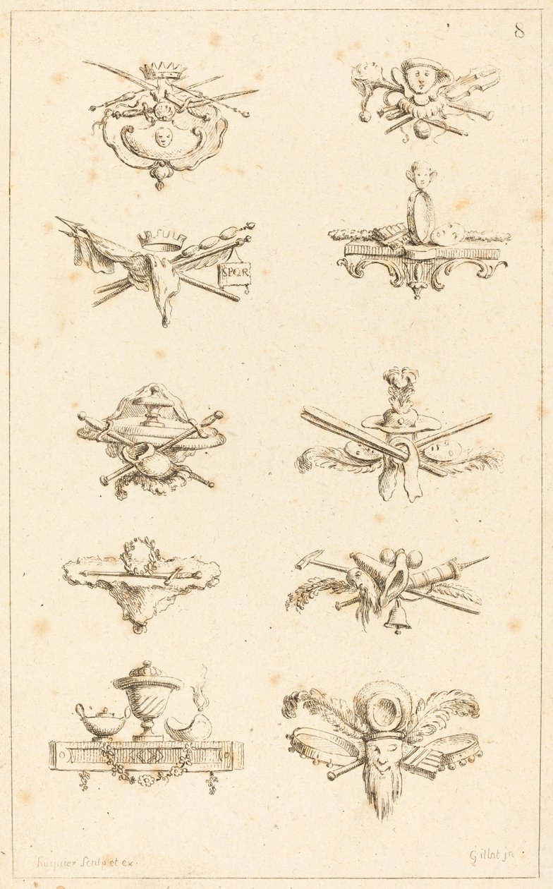 Kuyruk Parçaları için Tasarımlar: pl. 8 by Gabriel Huquier after Claude Gillot