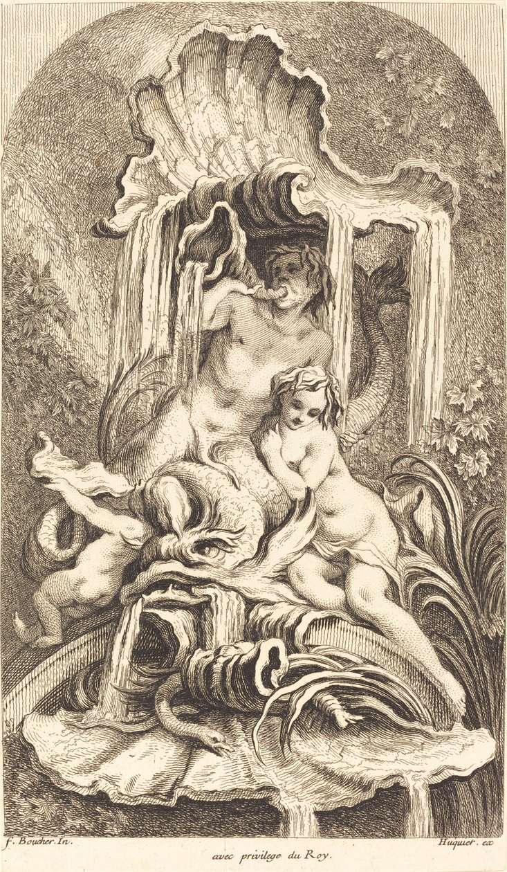 Triton ve Perisi by Gabriel Huquier after François Boucher