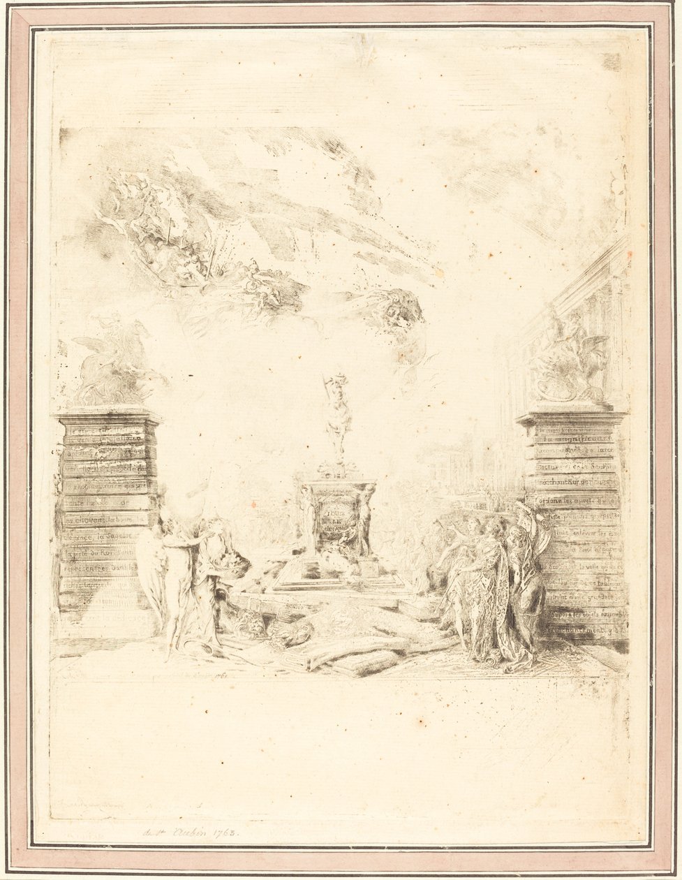 Louis Heykelinin Dikilmesine İlişkin Alegori (Bir Heykelin Kurulmasına İlişkin Alegori) by Gabriel Jacques de Saint Aubin