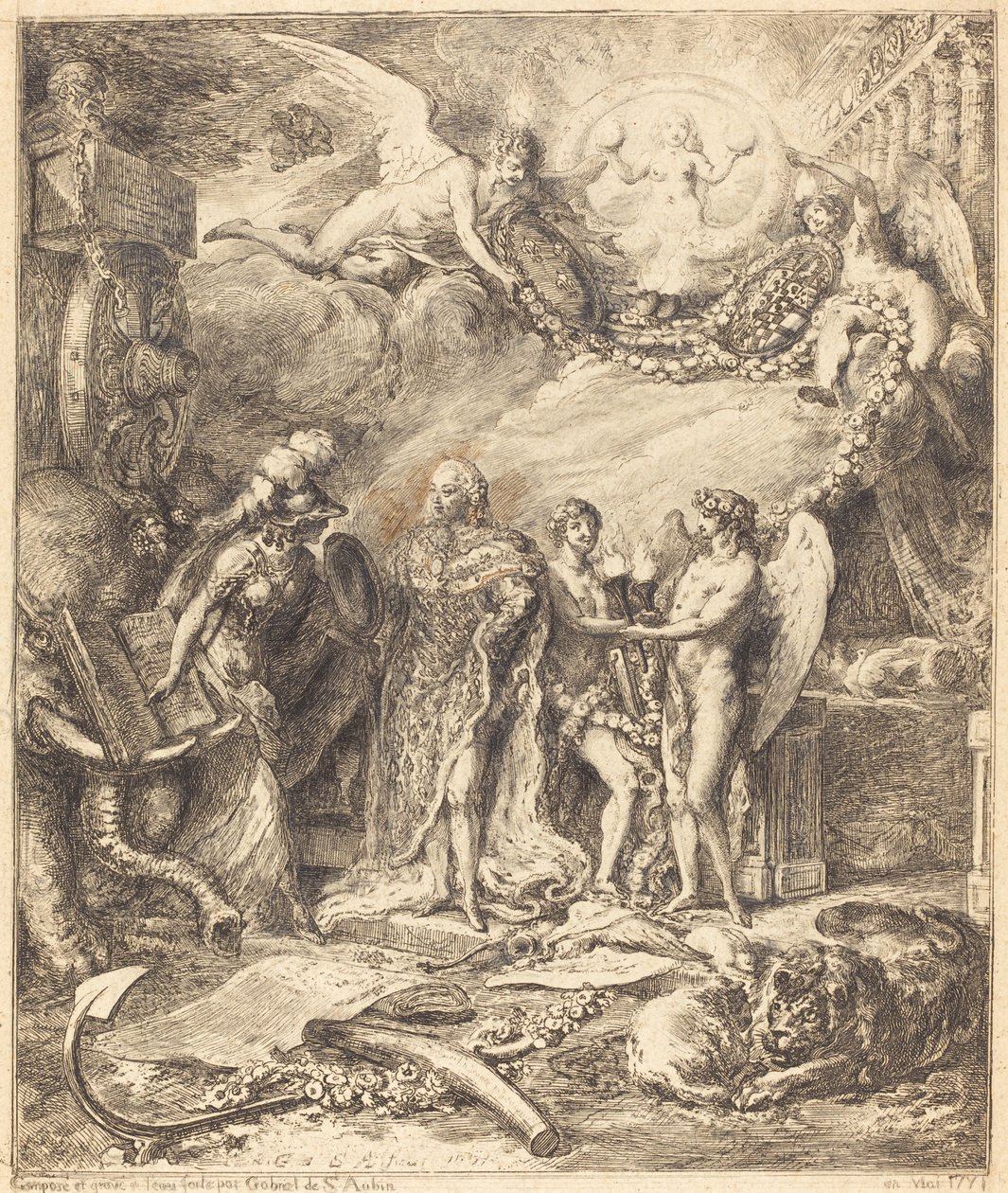 Provence Kontunun evliliği üzerine alegori by Gabriel Jacques de Saint Aubin