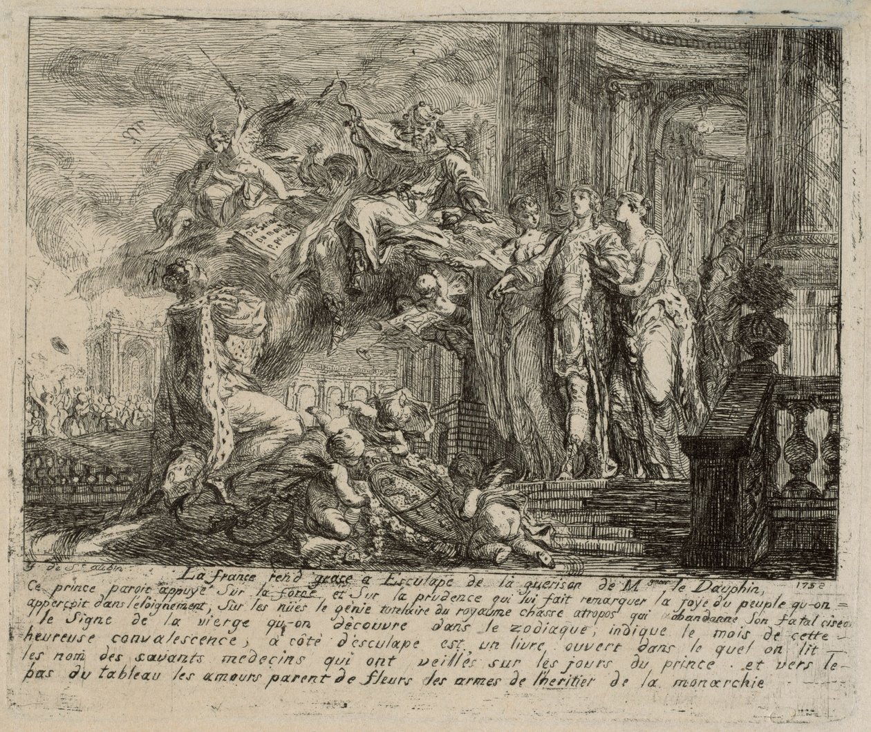 Dauphin'in İyileşmesi Üzerine Alegori by Gabriel Jacques de Saint Aubin