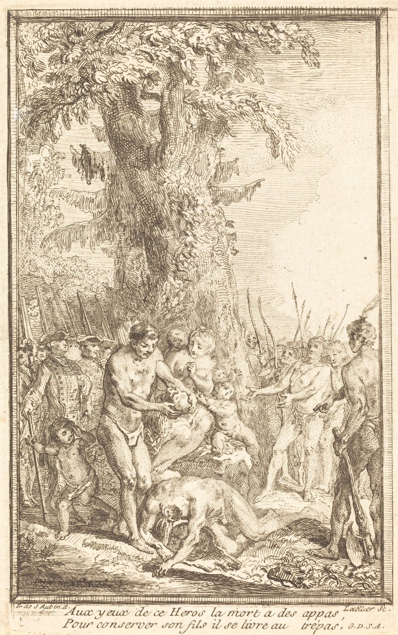 Oğlu İçin Kendini Feda Eden Bir Babanın Kahramanca Hareketi by Gabriel Jacques de Saint Aubin