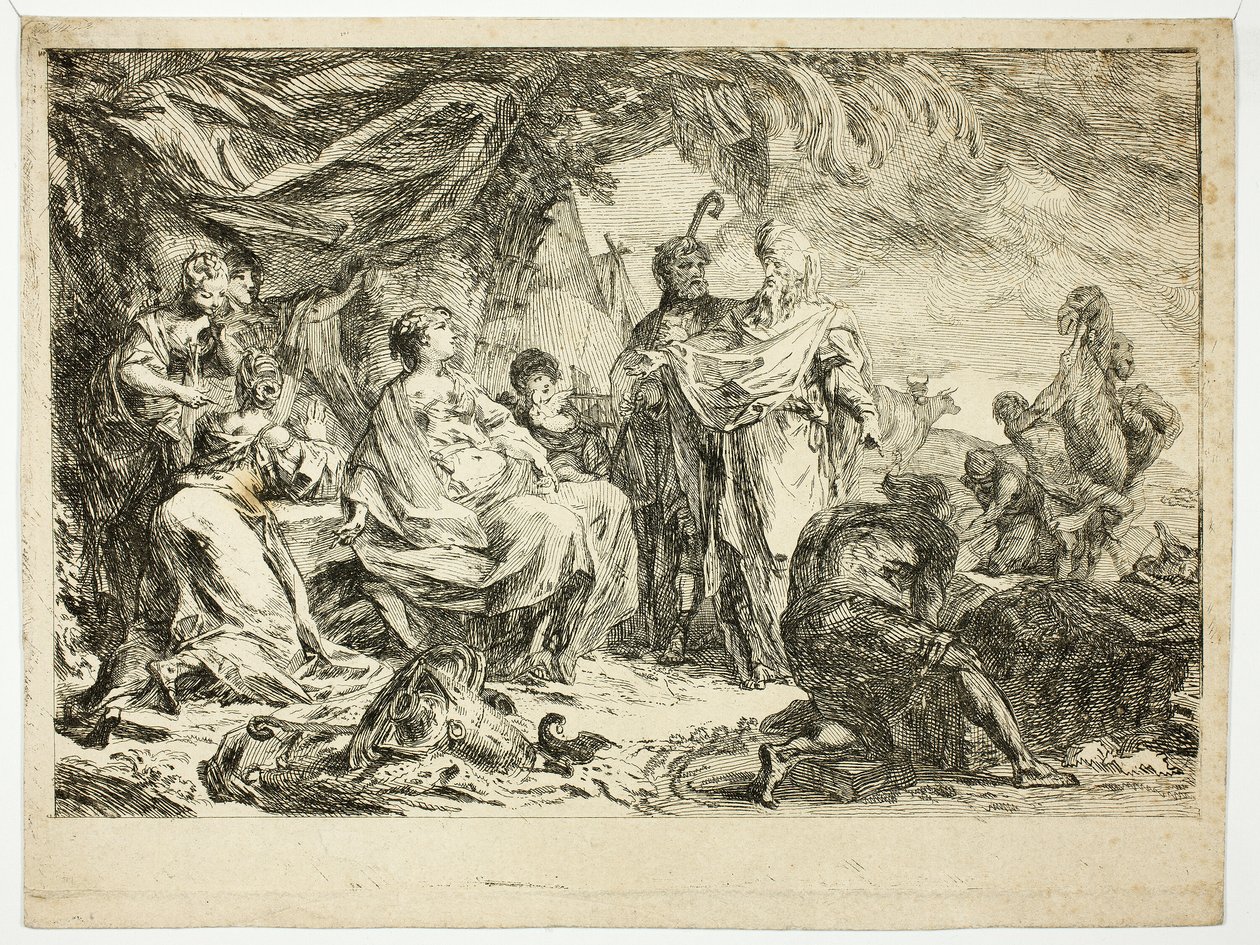 Laban Ev Tanrılarını Arıyor by Gabriel Jacques de Saint Aubin