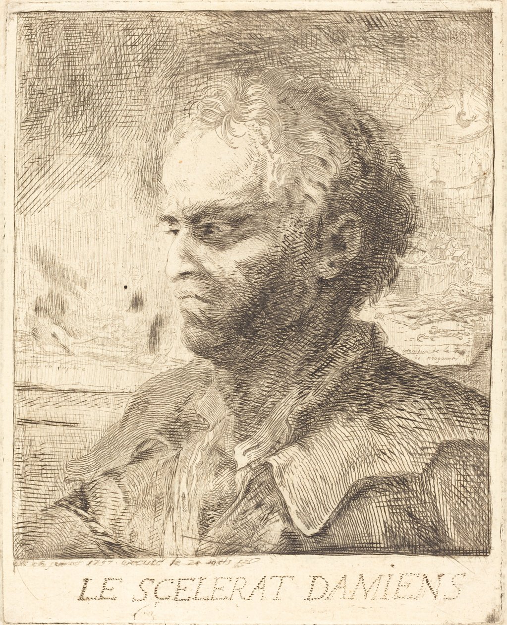 Suçlu Damiens by Gabriel Jacques de Saint Aubin