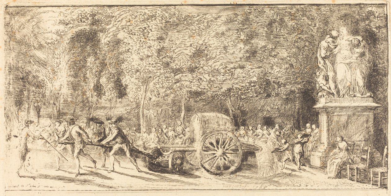 Sulama fıçısı [üst yarı] by Gabriel Jacques de Saint Aubin