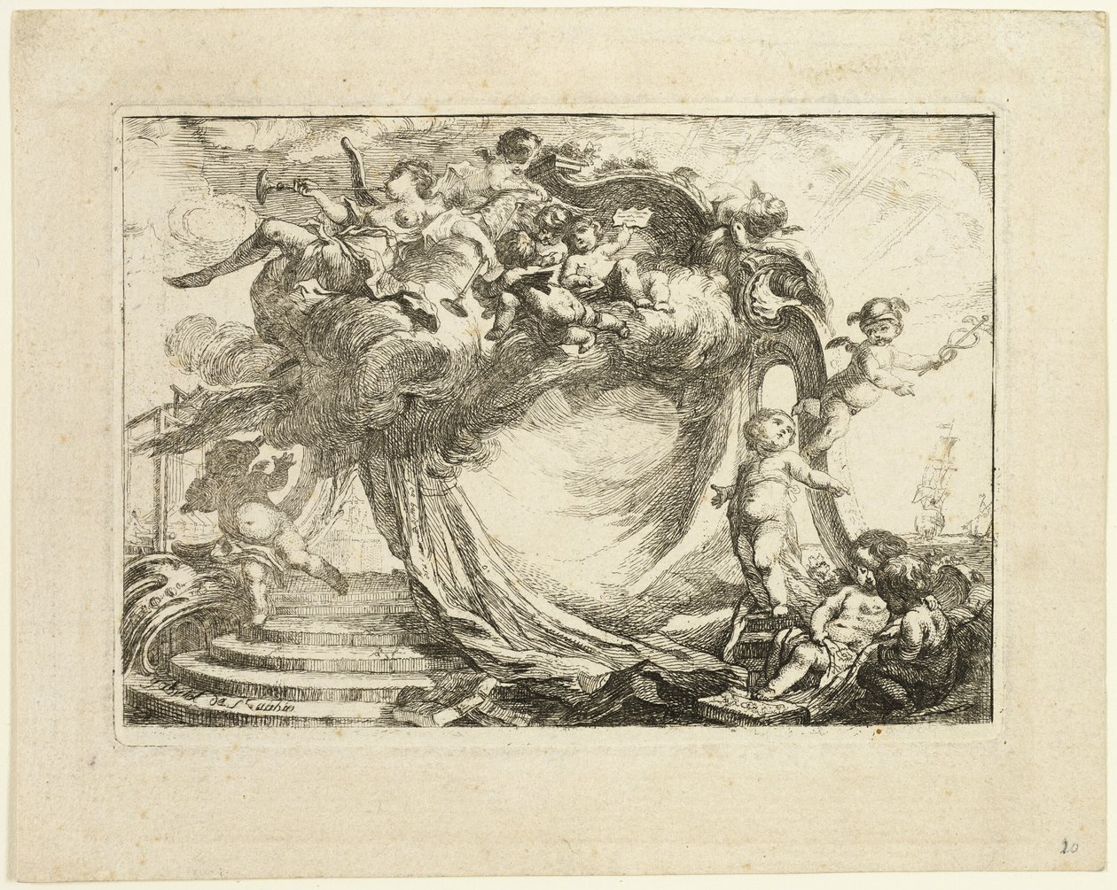 Bir Adres için Vinyet by Gabriel Jacques de Saint Aubin