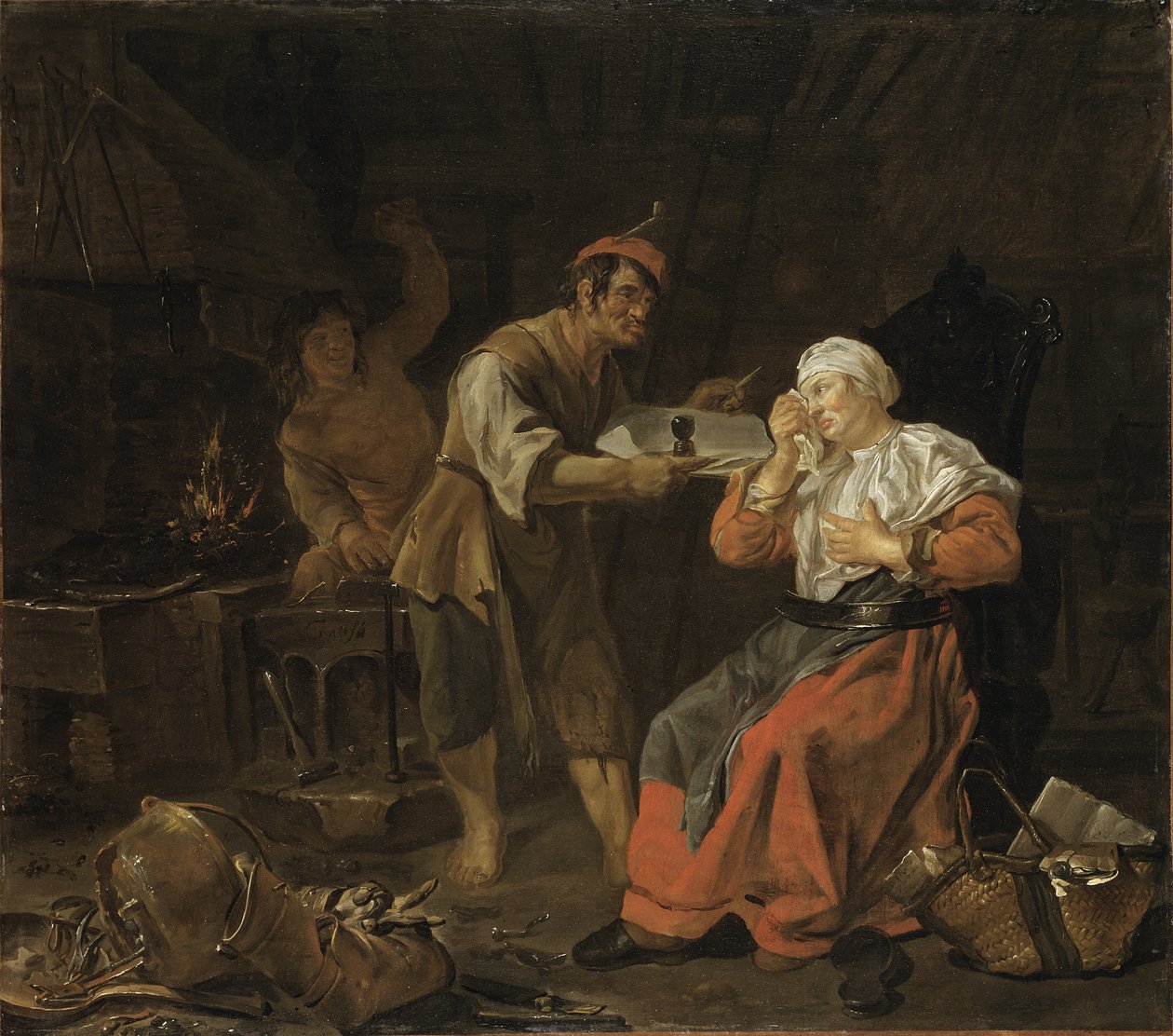 Demirci Dükkanında Ağlayan Kadın, c.1650 by Gabriel Metsu