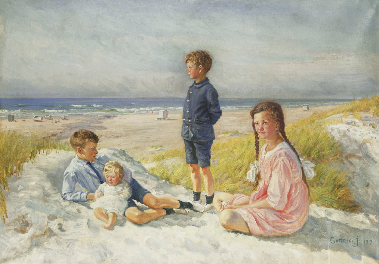 Erik, Else, Ove ve Birthe Schultz Sahilde by Gabriel Oluf Jensen