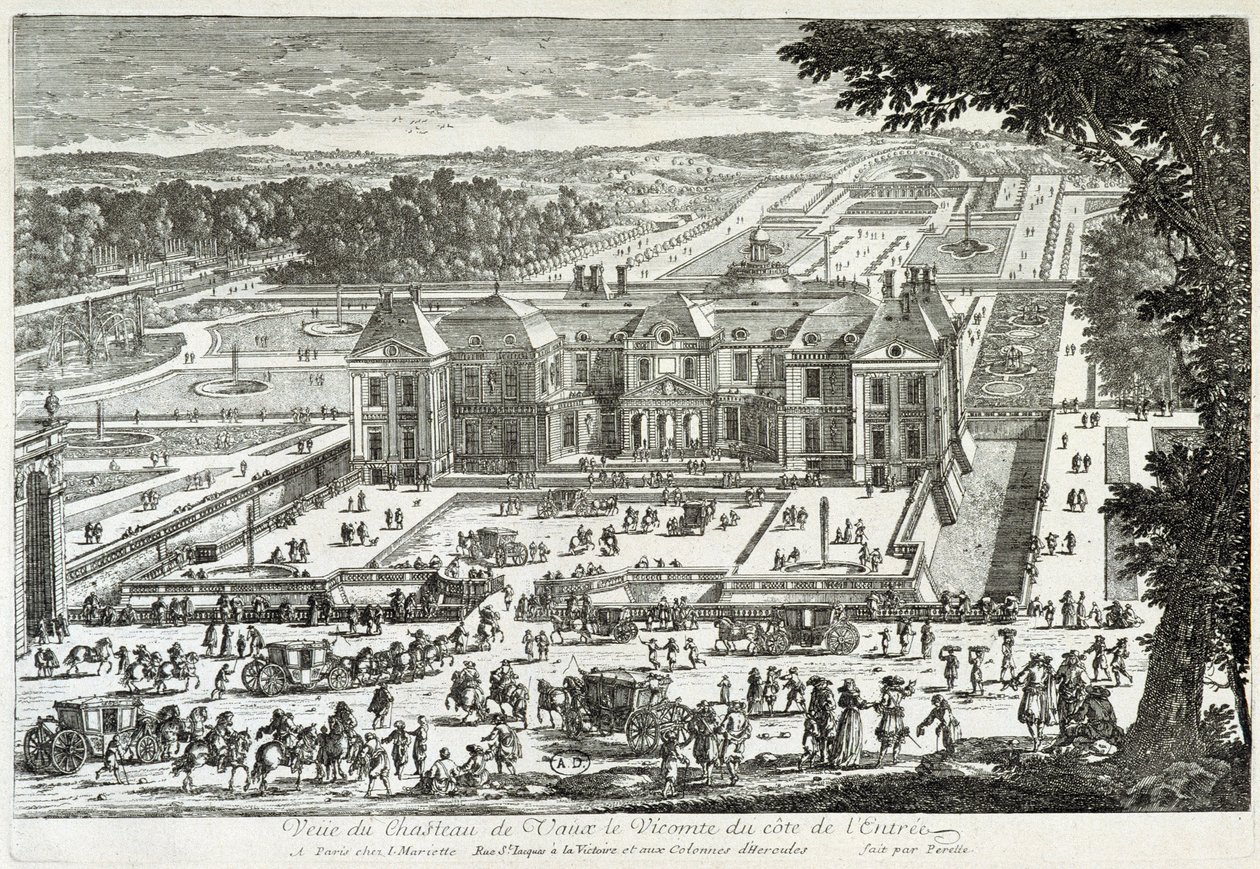 Giriş tarafından Vaux Le Vicomte (Vaux-Le-Vicomte) kalesinin görünümü (Le Ours tarafından bahçeler) - Perelle tarafından, 17. yüzyılın sonları by Gabriel Perelle