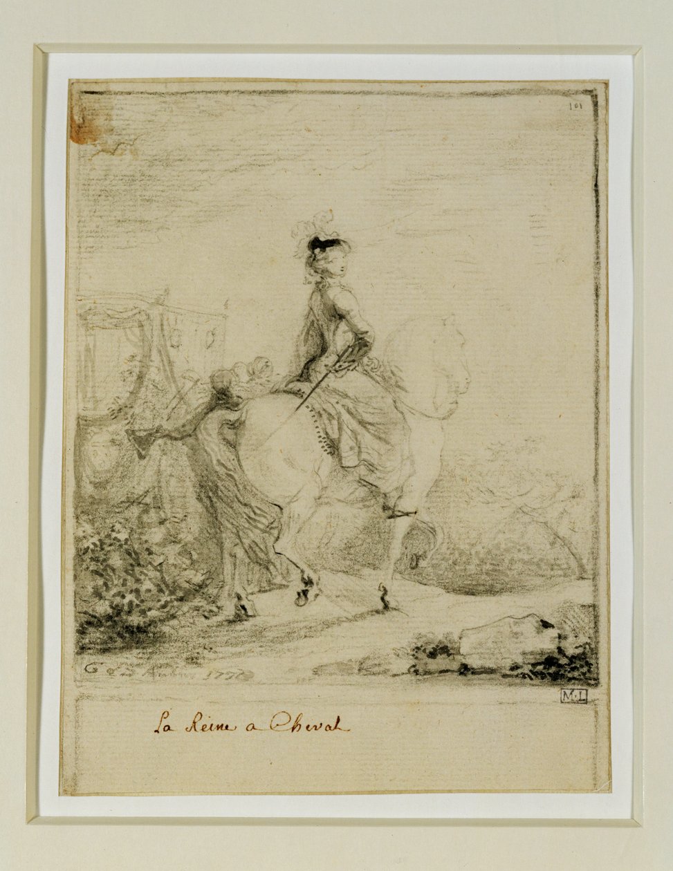 Marie-Antoinette at sırtında... by Gabriel de Saint-Aubin