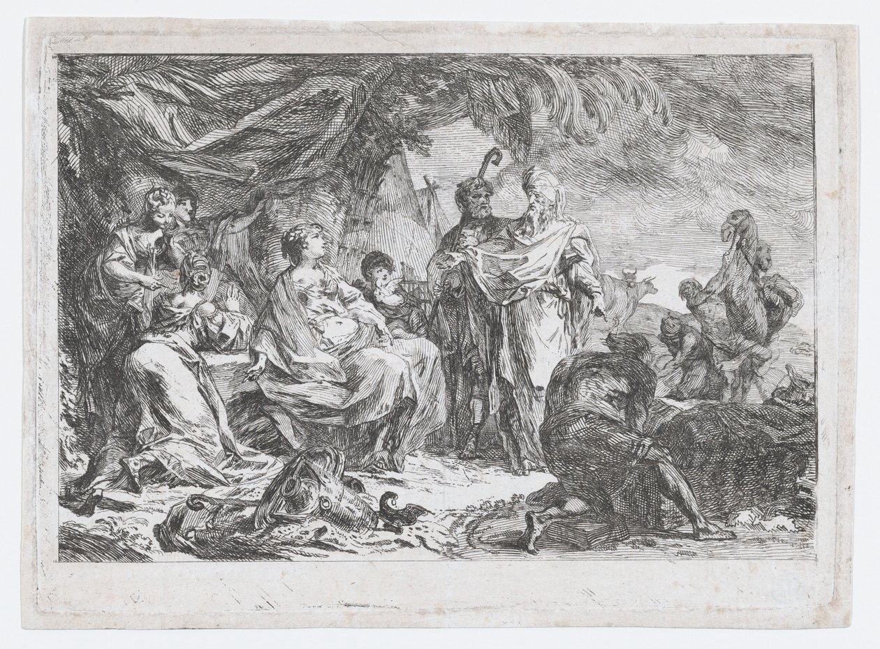 Laban Ev Tanrılarını Arıyor, yakl. 1753. by Gabriel de Saint Aubin