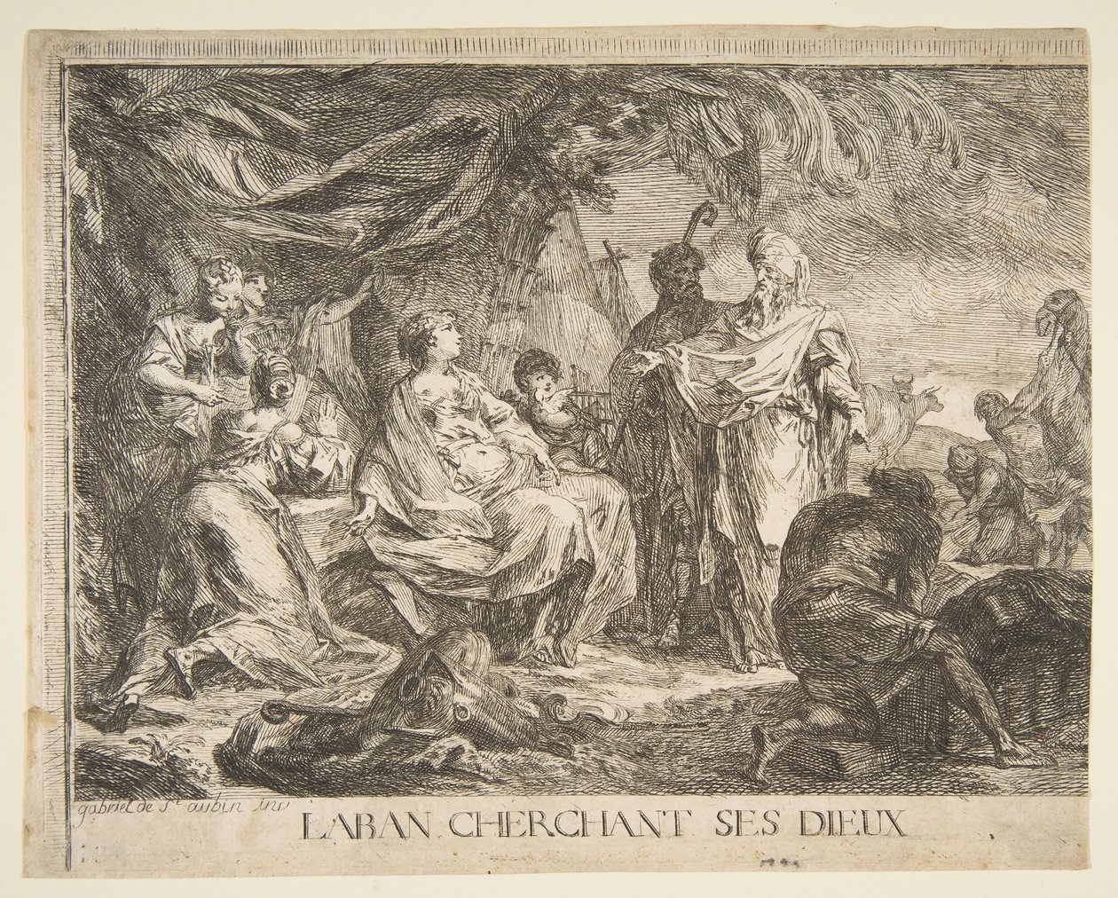 Laban tanrılarını arar, 1753. by Gabriel de Saint Aubin