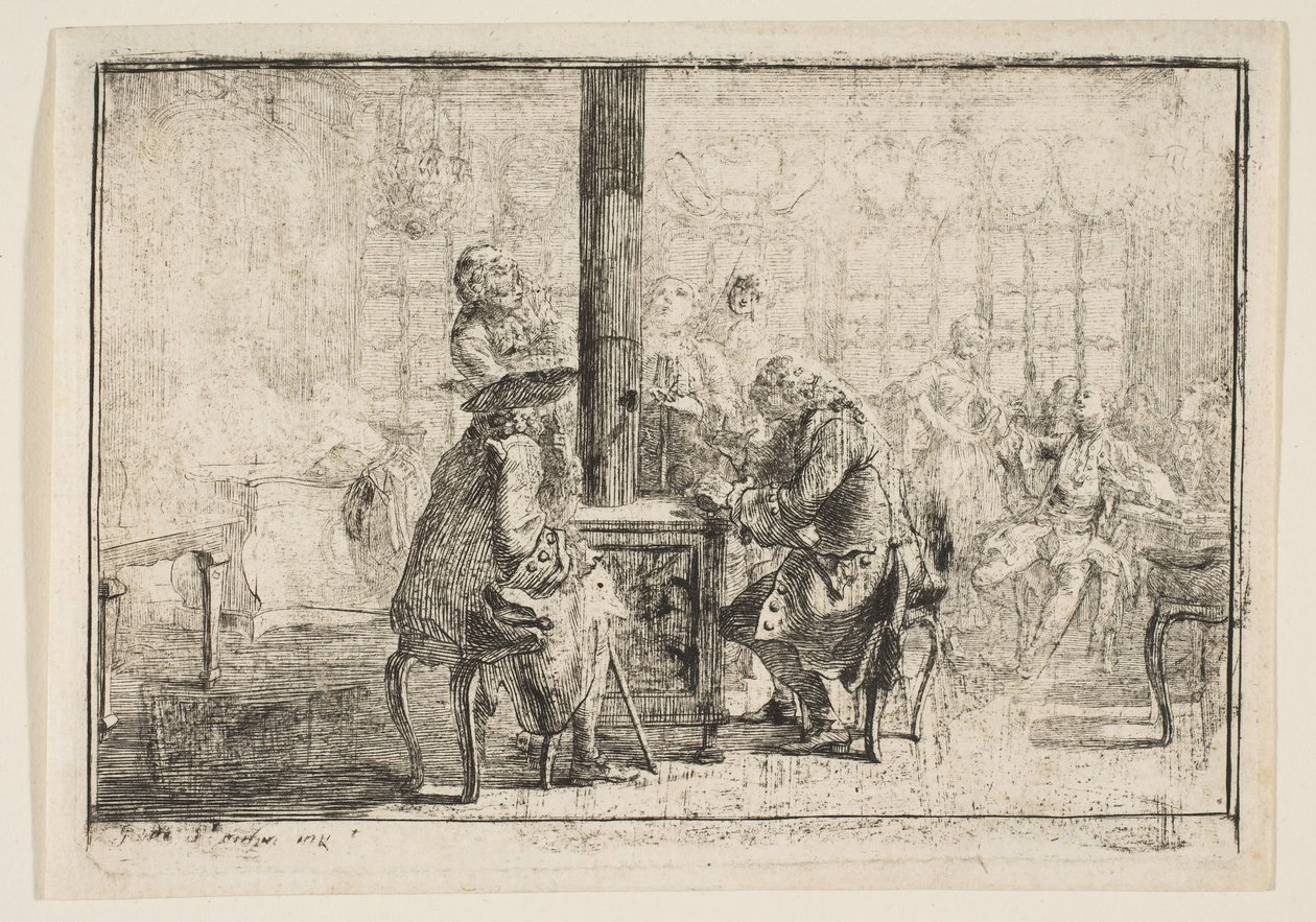 Les Nouvellistes, 1752. by Gabriel de Saint Aubin