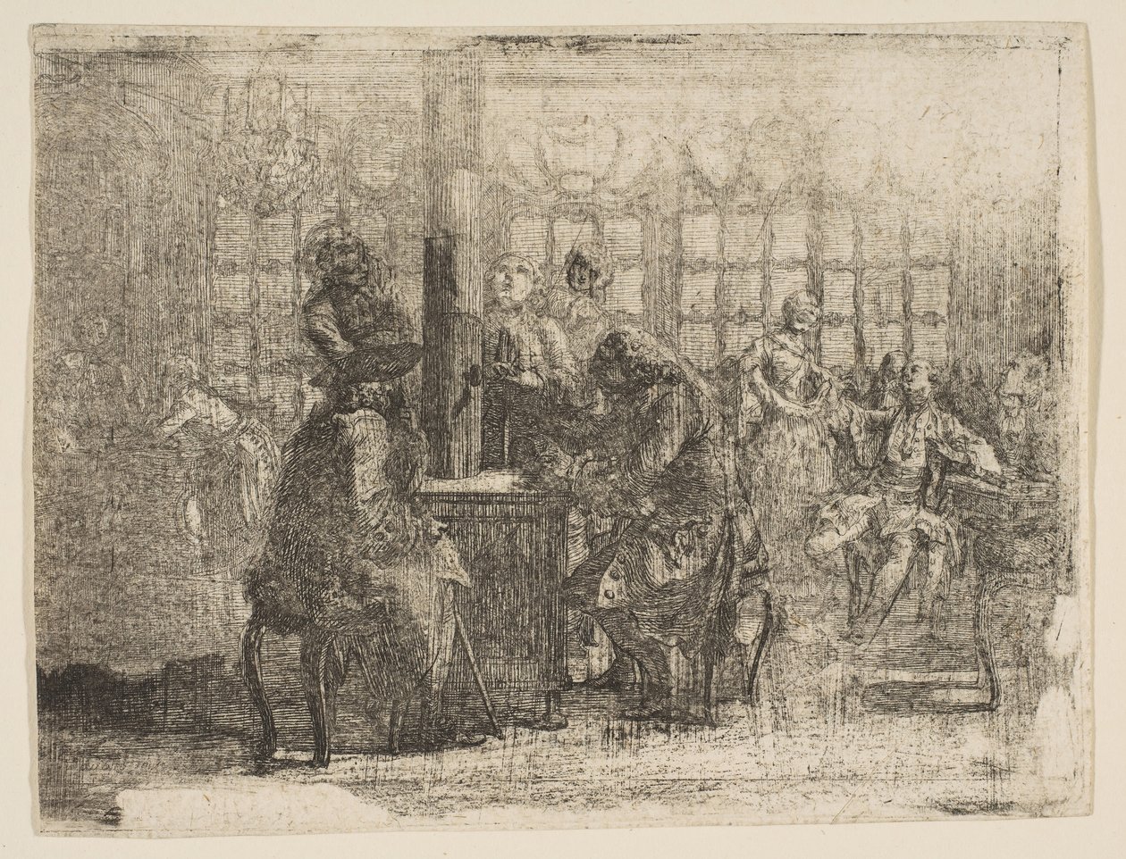 Les Nouvellistes, 1752. by Gabriel de Saint Aubin