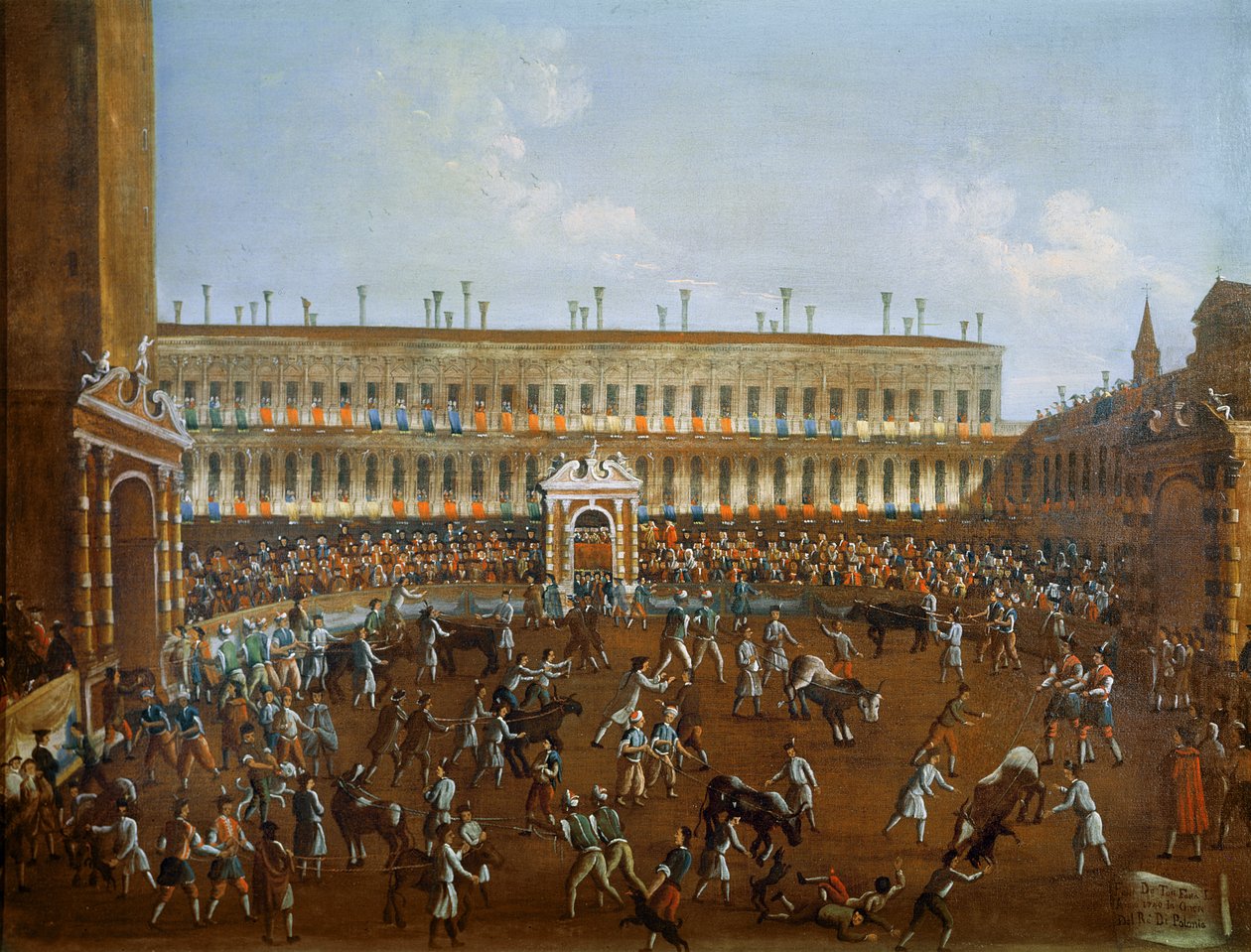 Polonya Prensi onuruna boğa güreşi, Frederick Christian, 1740 by Gabriele Bella