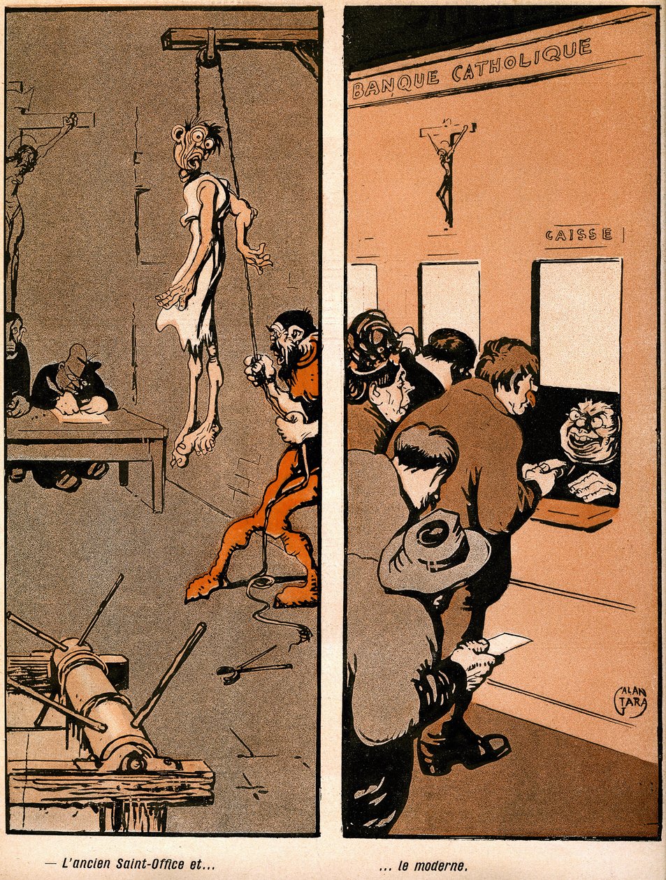 Fransız siyasi mizah günlüğü “L'assiette au beurre”” özel Vatikan karikatüründe (n°242, 18 Kasım) by Gabriele (1865 1937) Galantara