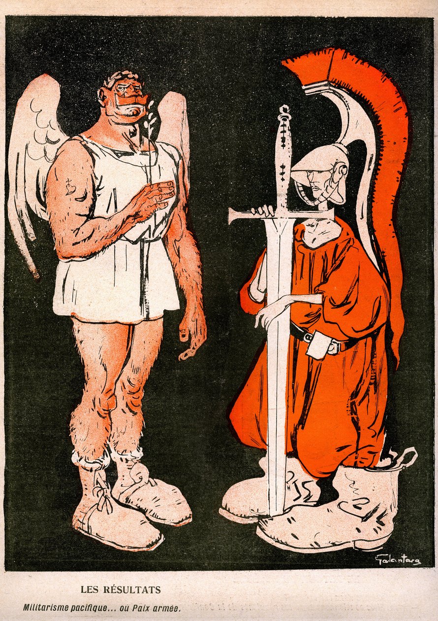 Savaş ve Barış. Allegorie (çizgi film) Gabriele Galantara (1867-1937) Fransız hiciv gazetesi “” L'plate au beurre”””” n°325, 22 Haziran'ın son kapağında by Gabriele (1865 1937) Galantara