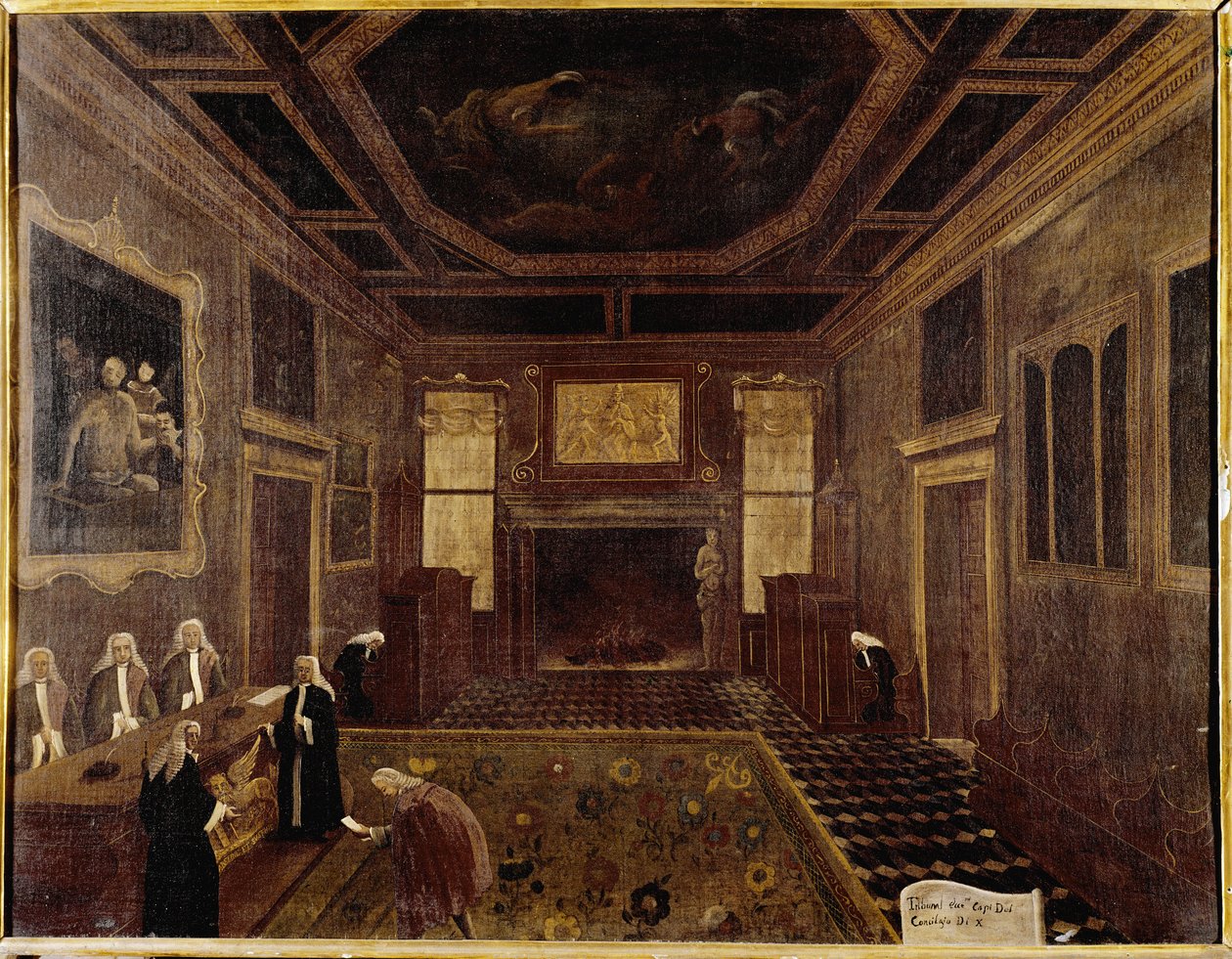 Doge Sarayı'ndaki Onlular Meclisi Salonu (Venedik, Sala dei Tre Capi del Consiglio dei Dieci) - Tablo Gabriele Bella (yak. Venedik, Querini Stampalia Vakfı by Gabriele Bella