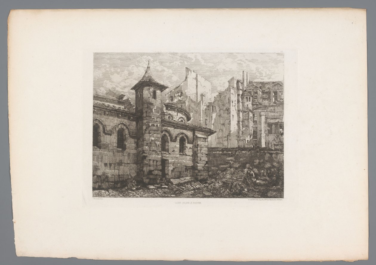 Gezicht op Saint-Julien-le-Pauvre Yoksul Aziz Julian (nesne üzerindeki başlık) Fransa etsen uit 1874 (seri başlığı) 1874 yılında gravür (seri başlığı) by Gabrielle Marie Niel