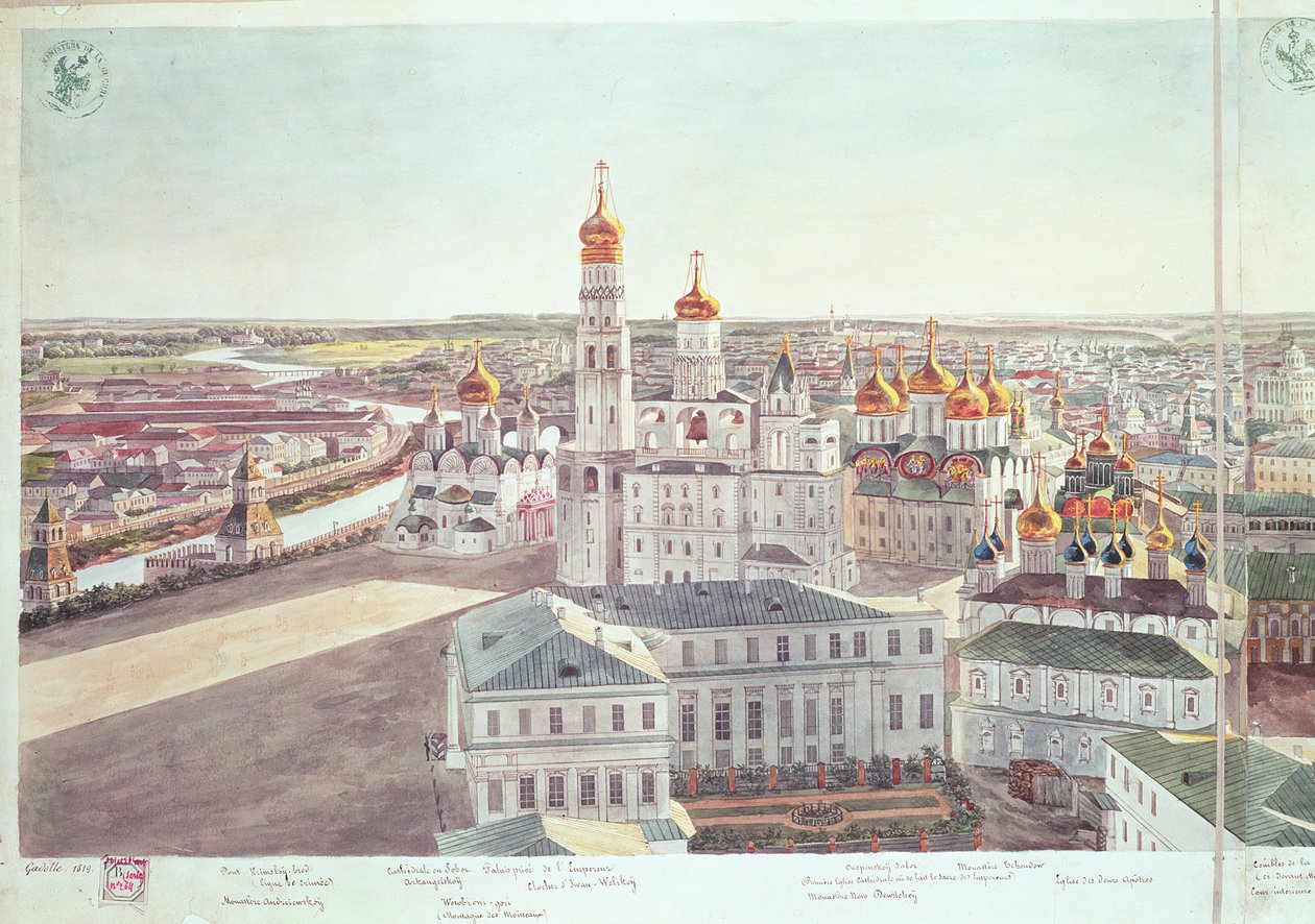 Moskova Panoraması, Kremlin katedrallerinin detayı, 1819 (bkz. 170140-170146) by Gadolle