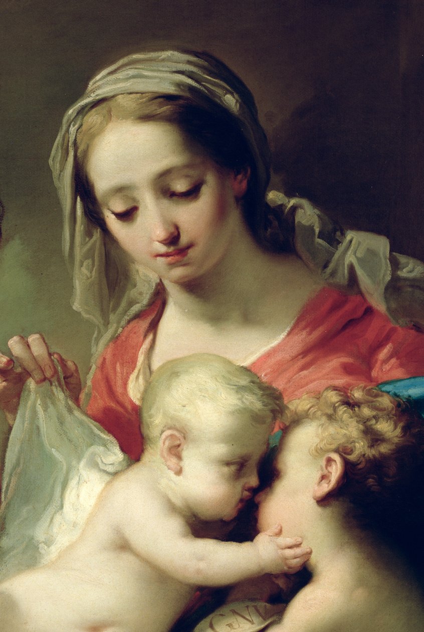 Aziz John, Anna ve Rocco ile Madonna ve Çocuk, c.1785 50187 panel detayı üzerine yağlı boya by Gaetano Gandolfi