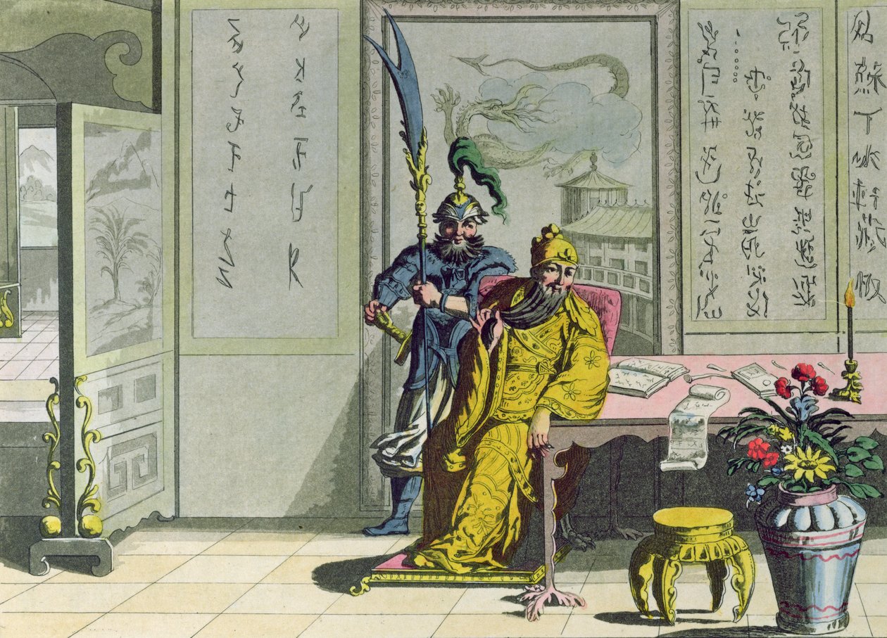 Quante-Cong, Çin imparatorluğunun kurucusu, Jules Ferrario'nun 'Le Costume Ancien et Moderne' kitabından, 1820-40 dolaylarında yayınlandı by Gaetano Zancon