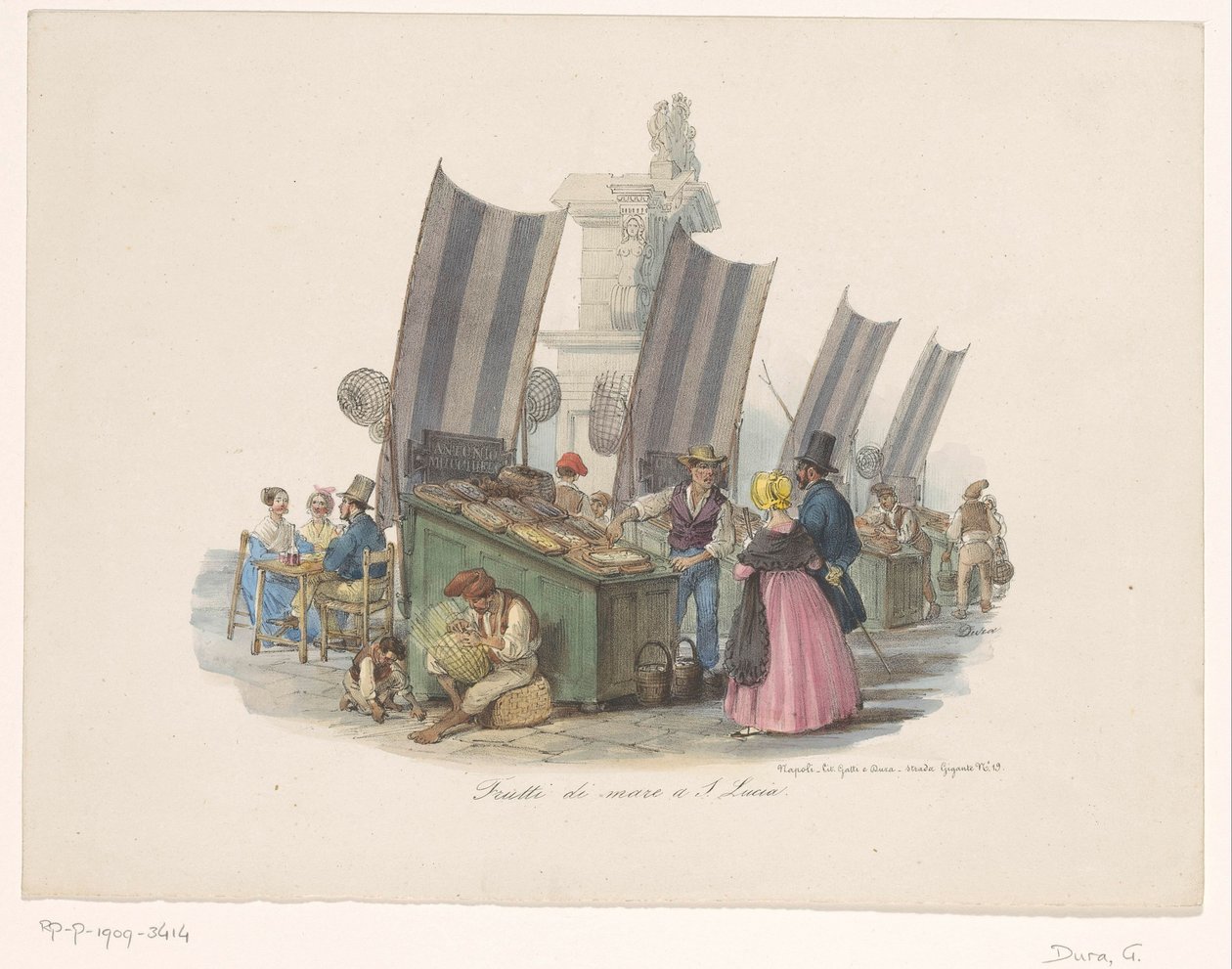 Pazarda deniz ürünleri tezgahı Frutti di mare a S. Lucia (nesne üzerindeki başlık) by Gaetano Dura