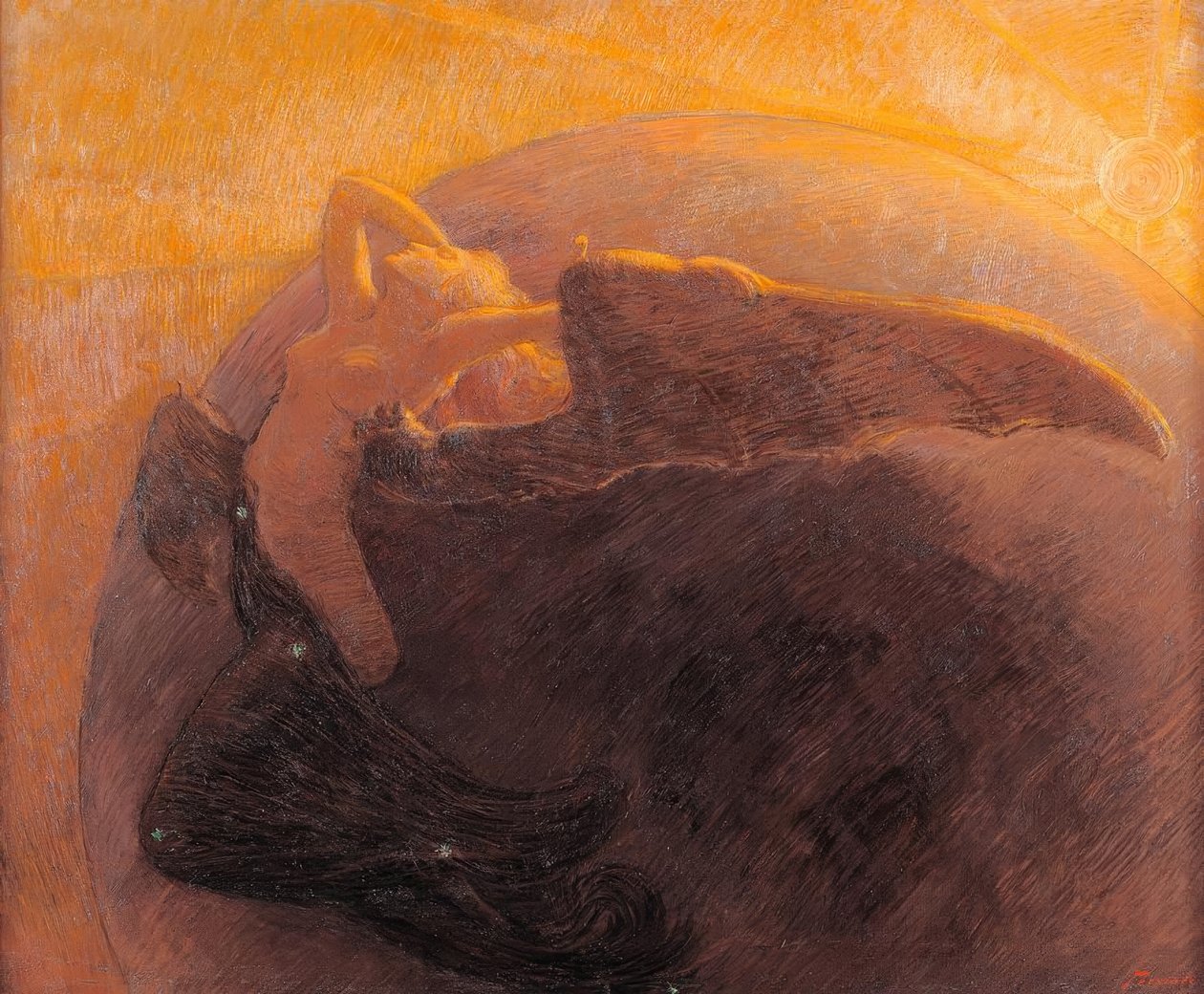 Gün geceyi uyandırır by Gaetano Previati