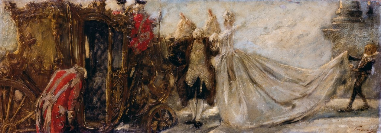 Gaetano Previati tarafından kiliseden ayrılmak by Gaetano Previati