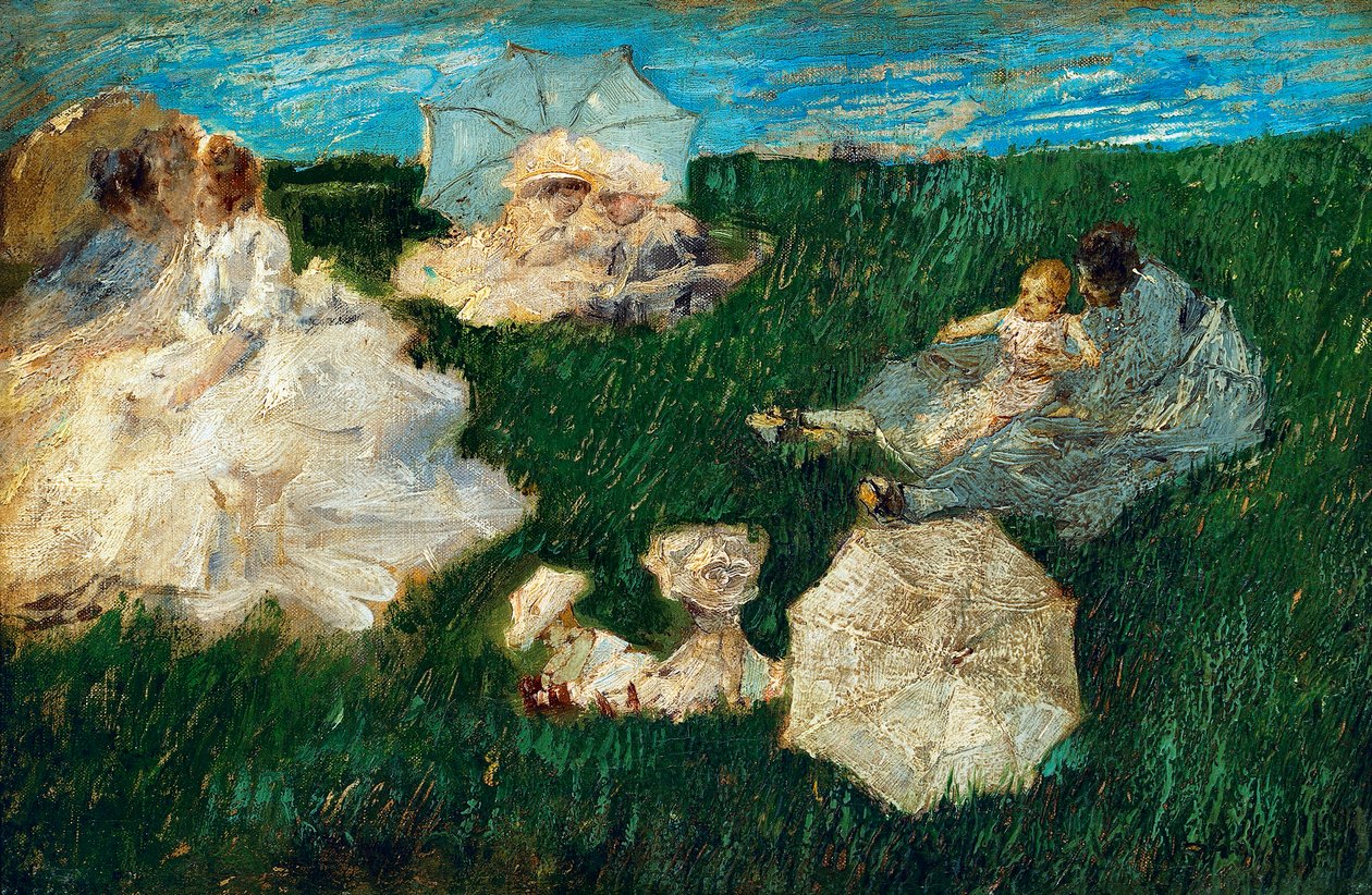 Bahçede çocuklu kadın by Gaetano Previati